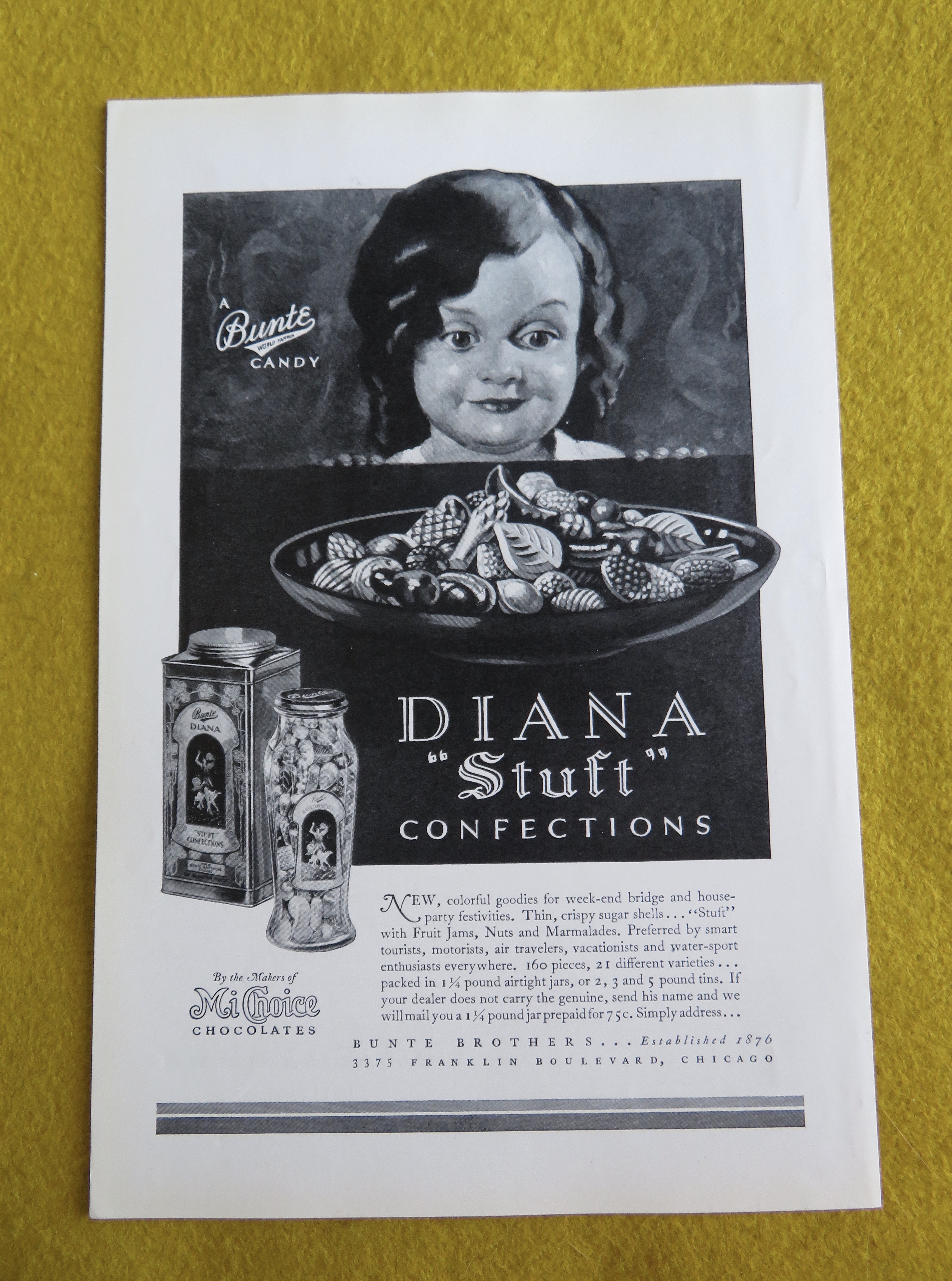 1930 Bunte Diana Stuft Confection Candy w/ Little Girl