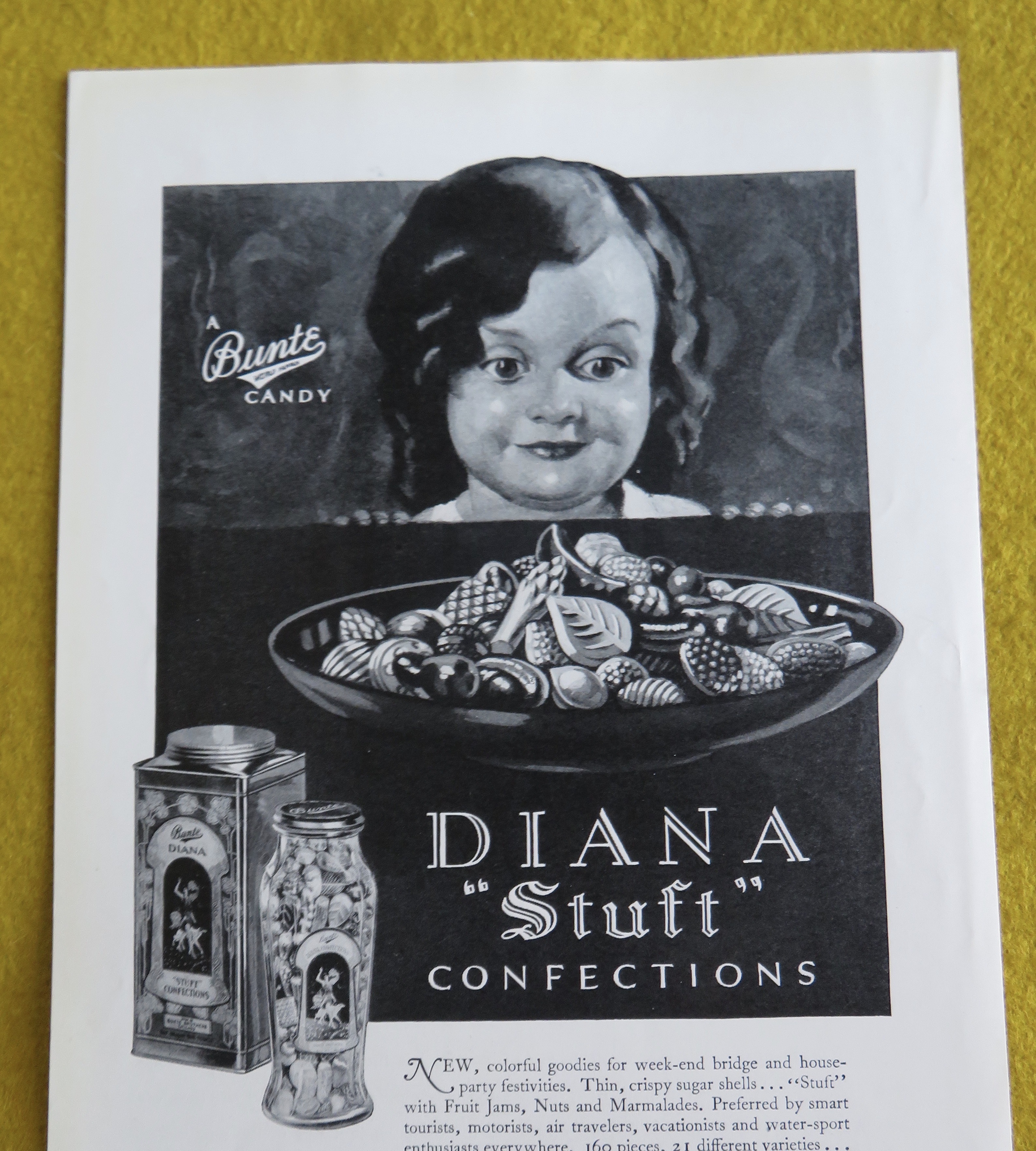 1930 Bunte Diana Stuft Confection Candy w/ Little Girl