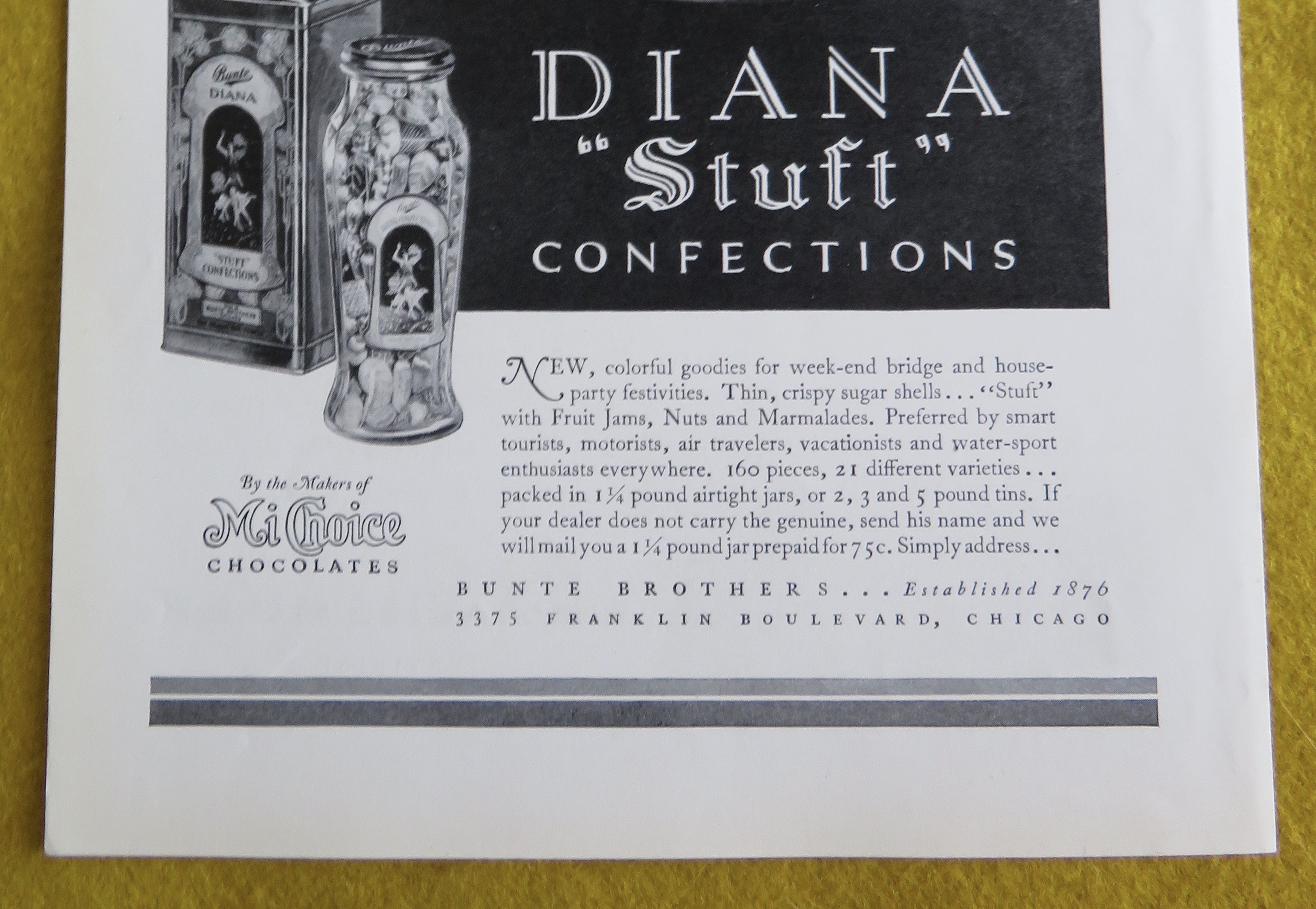1930 Bunte Diana Stuft Confection Candy w/ Little Girl