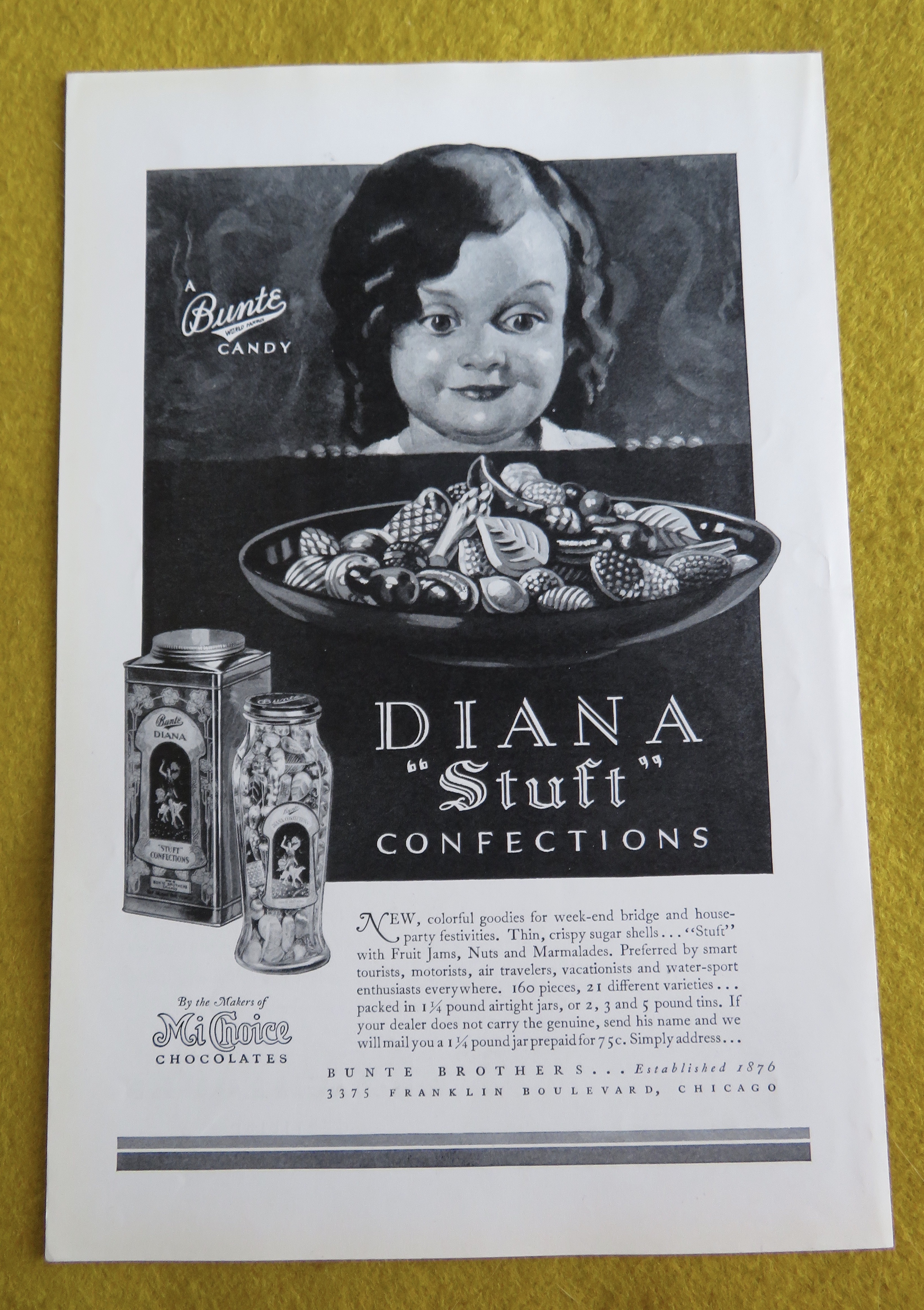 1930 Bunte Diana Stuft Confection Candy w/ Little Girl