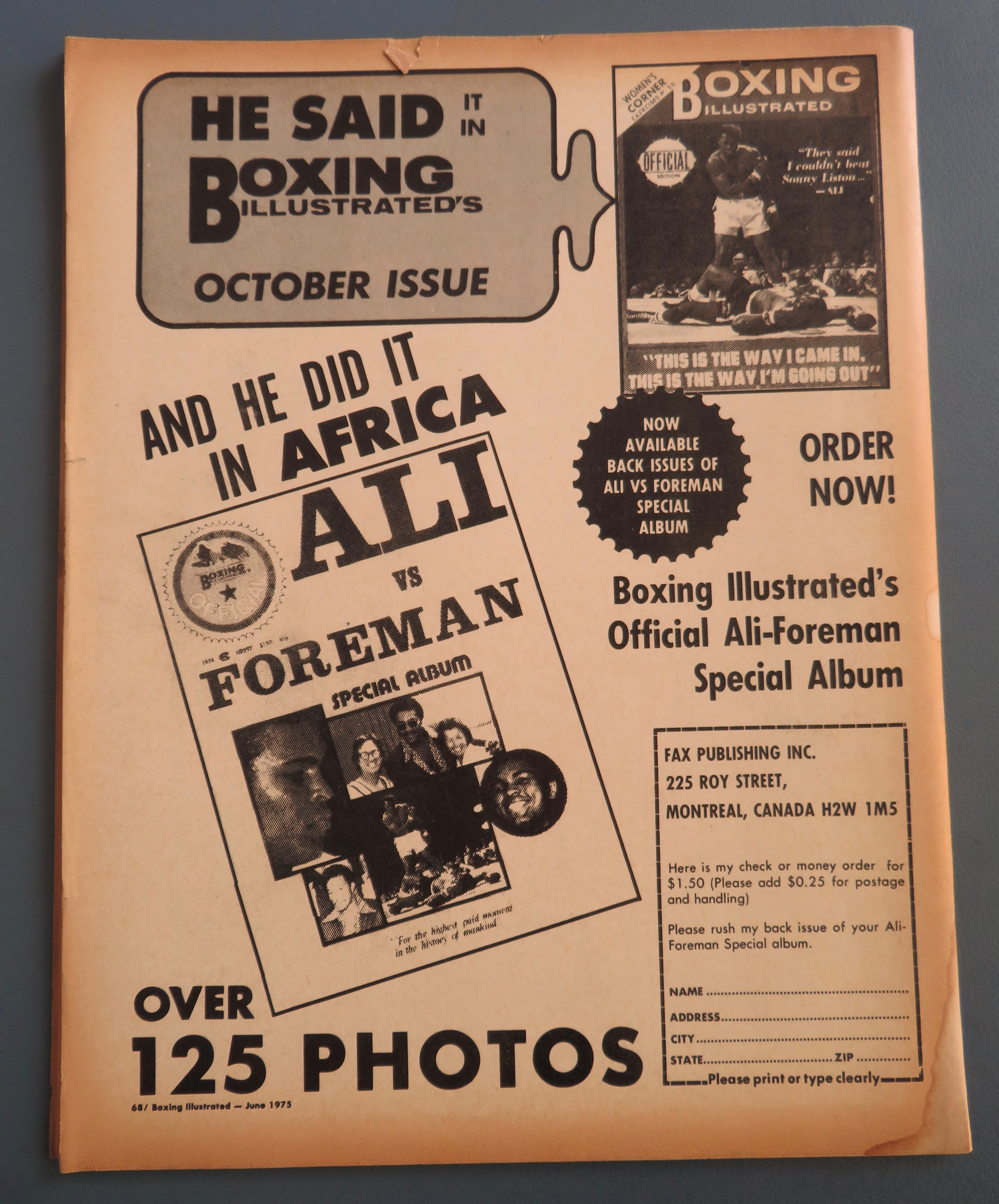 Boxing Illustrated Magazine June 1975 My Brother Ali
