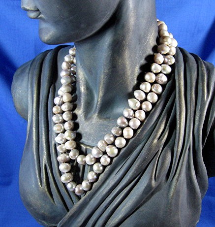 Baroque Freshwater Pearls 11mm 2 Strand Sterling Silver