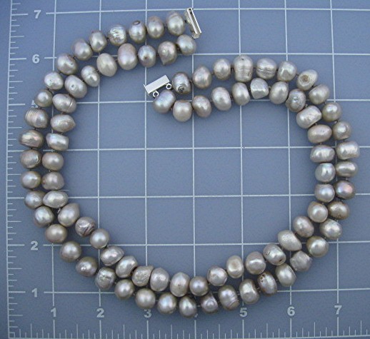 Baroque Freshwater Pearls 11mm 2 Strand Sterling Silver
