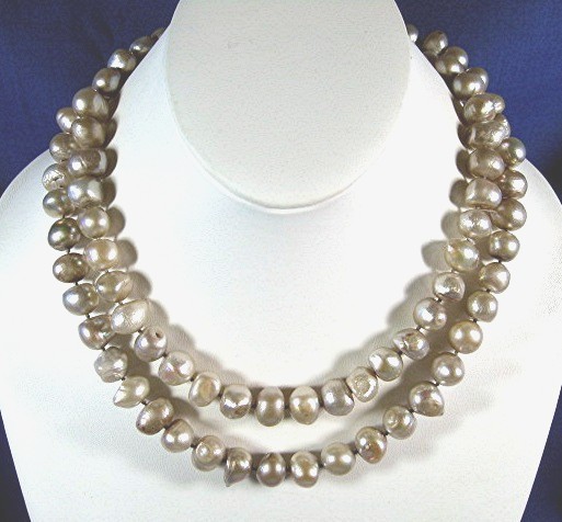 Baroque Freshwater Pearls 11mm 2 Strand Sterling Silver