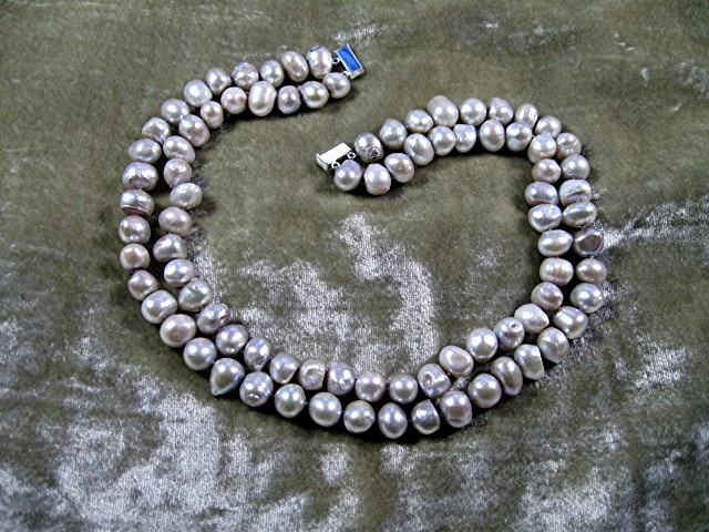 Baroque Freshwater Pearls 11mm 2 Strand Sterling Silver