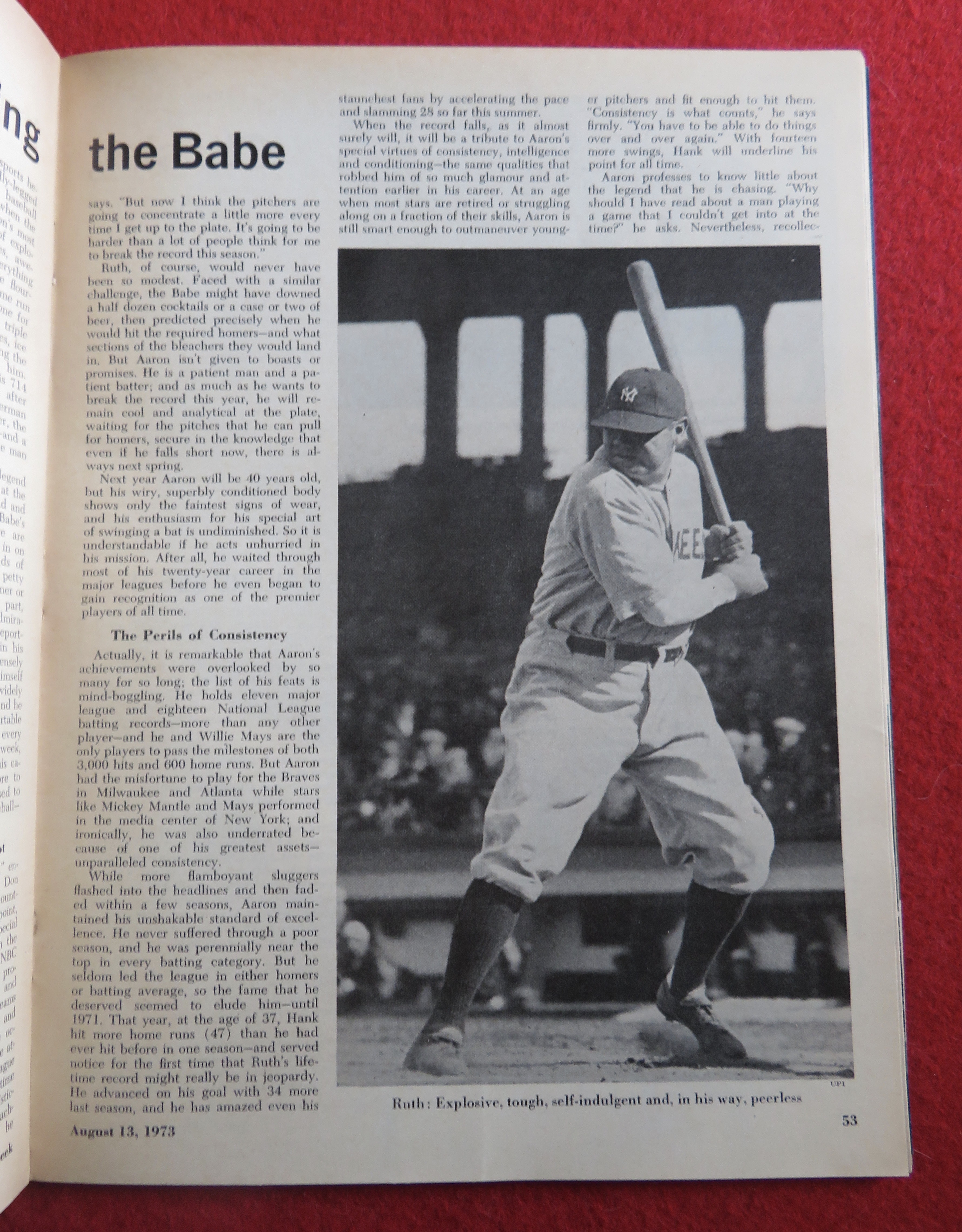 Newsweek Magazine August 13, 1973 Hank Aaron