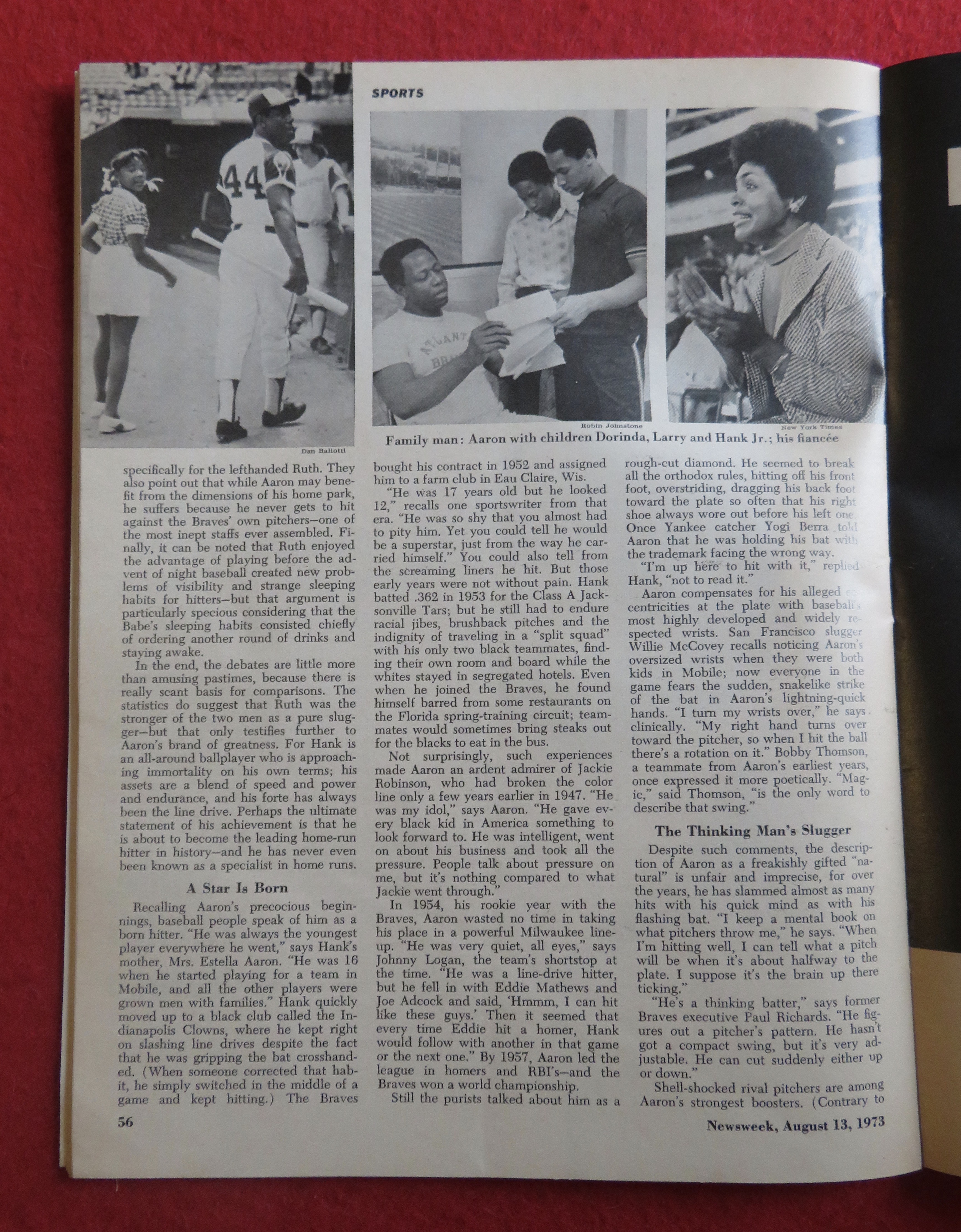Newsweek Magazine August 13, 1973 Hank Aaron