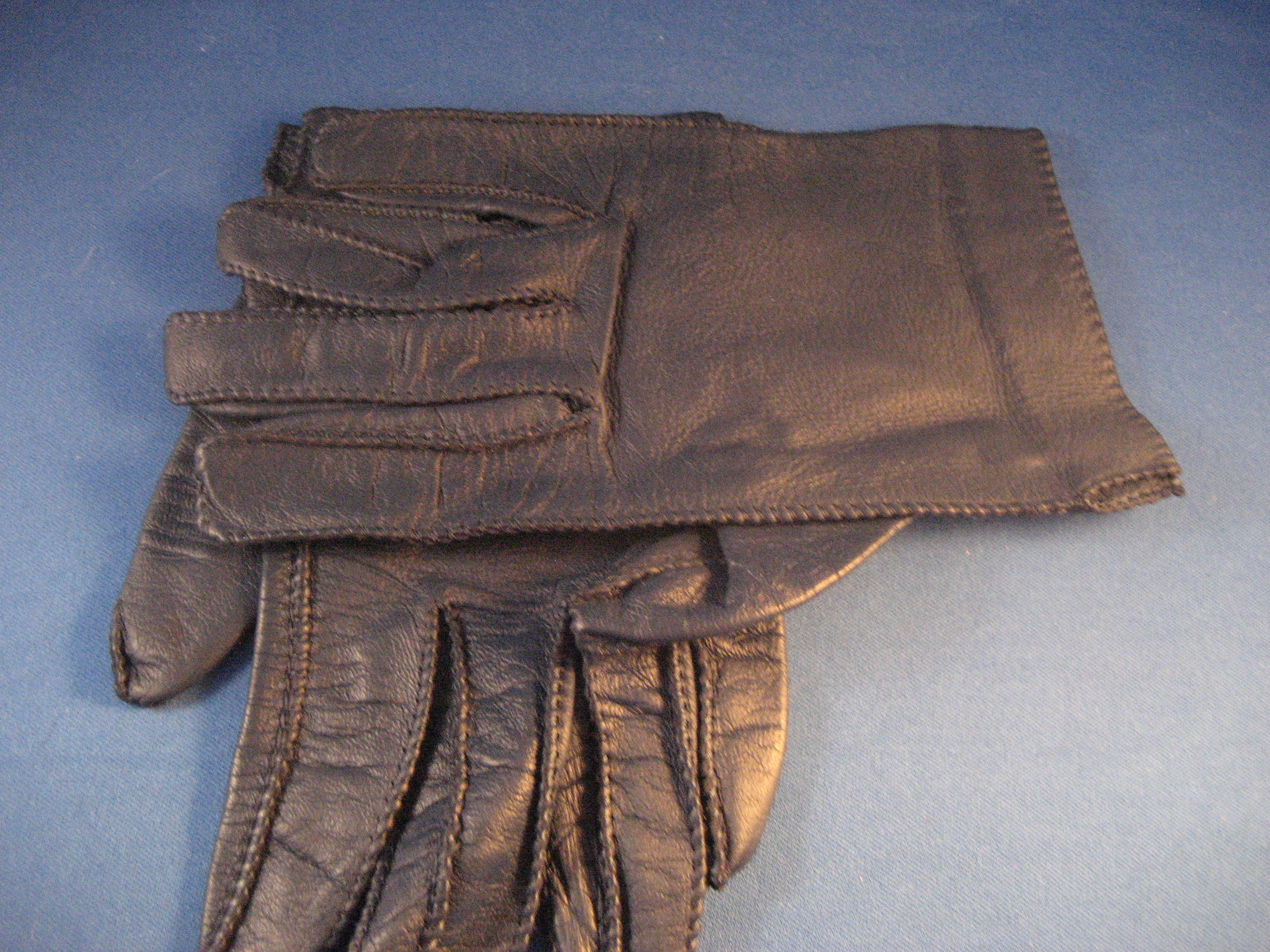 Blue Leather Driving Gloves