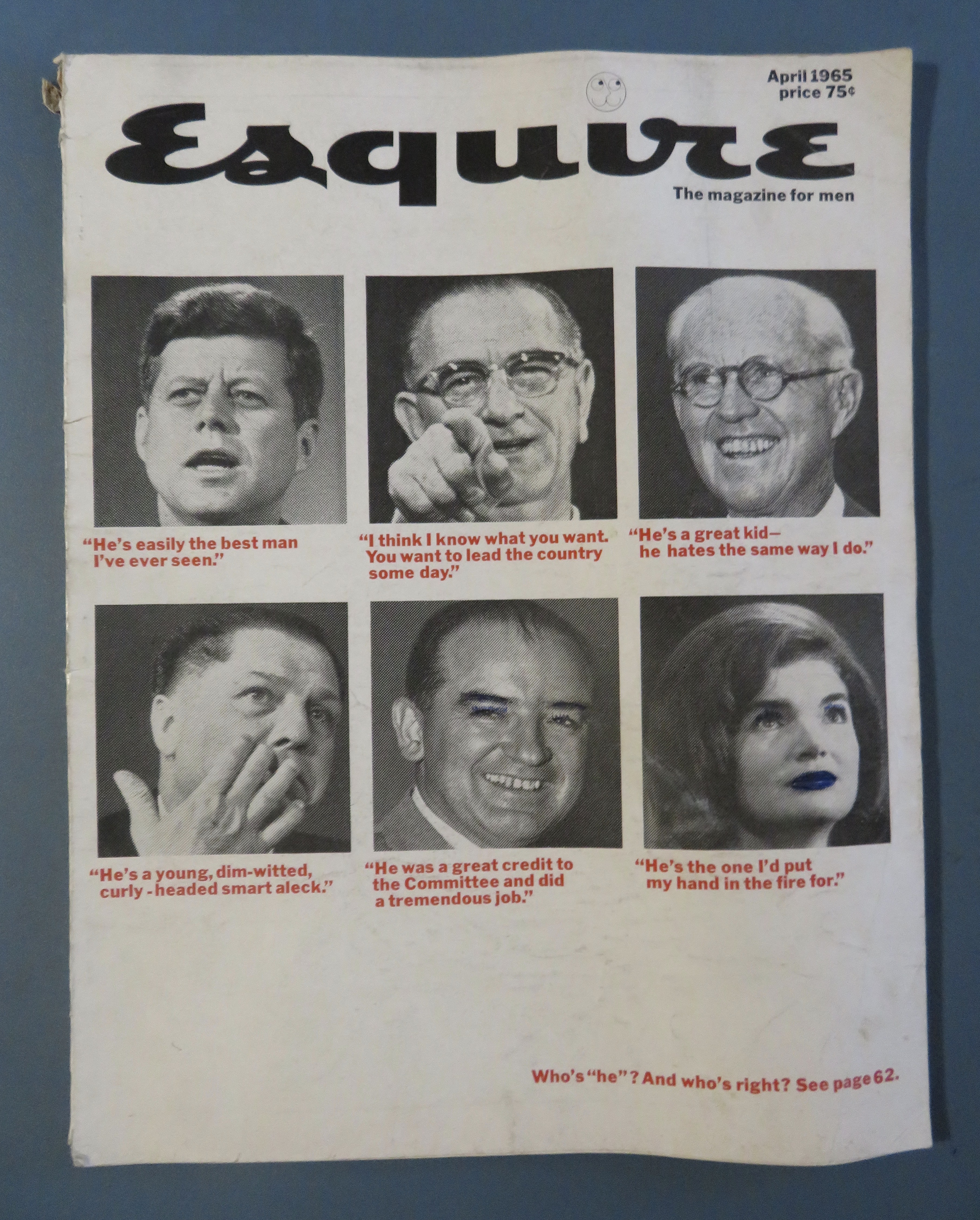 Esquire Magazine April 1965 John & Jackie Kennedy