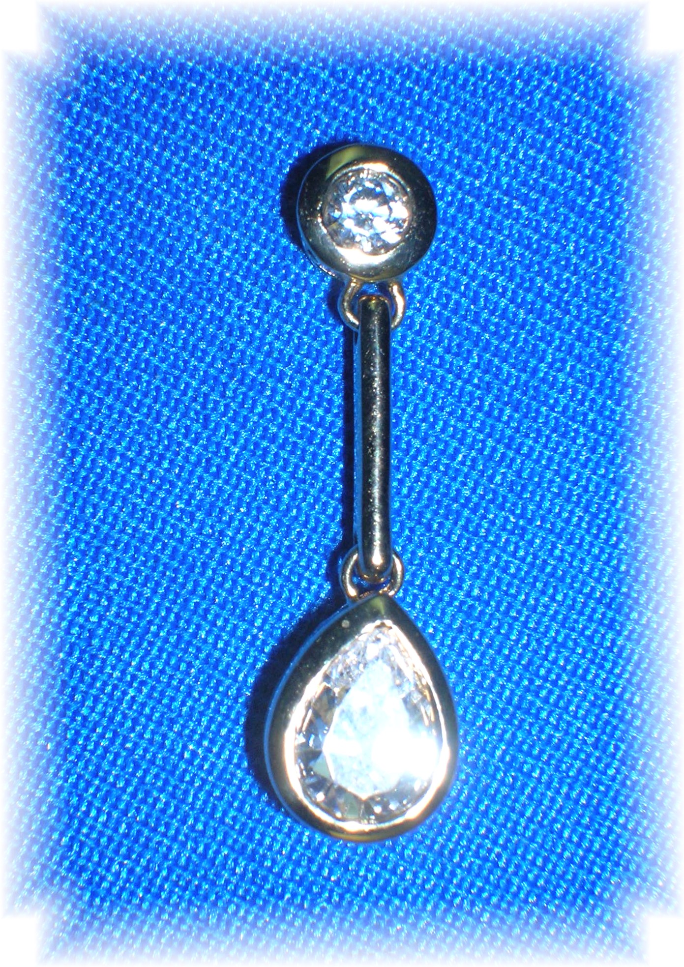 14K Yellow Gold CZ Double Drop Teardrop Pendant