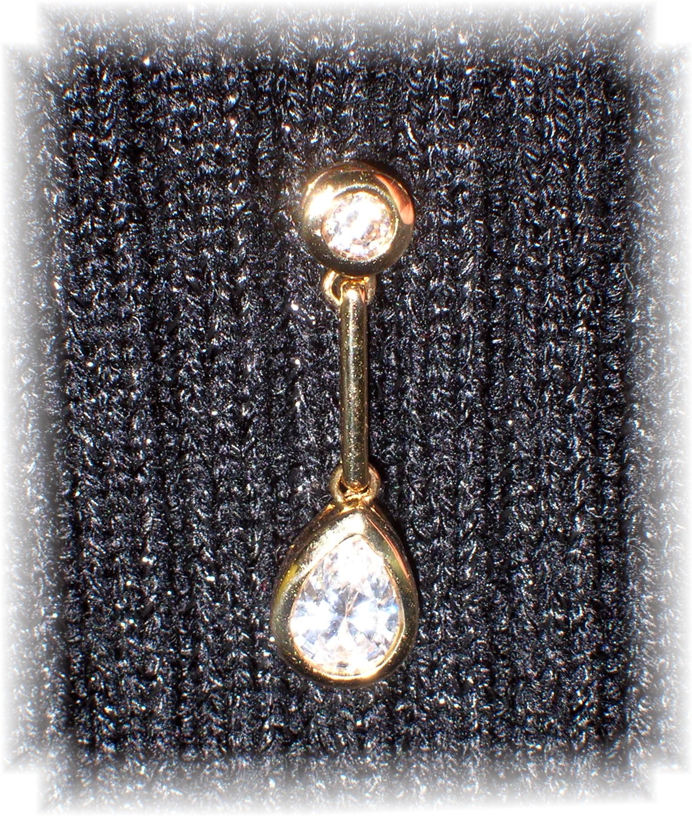 14K Yellow Gold CZ Double Drop Teardrop Pendant