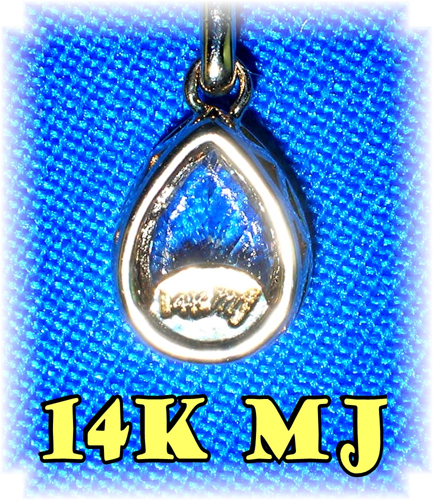 14K Yellow Gold CZ Double Drop Teardrop Pendant