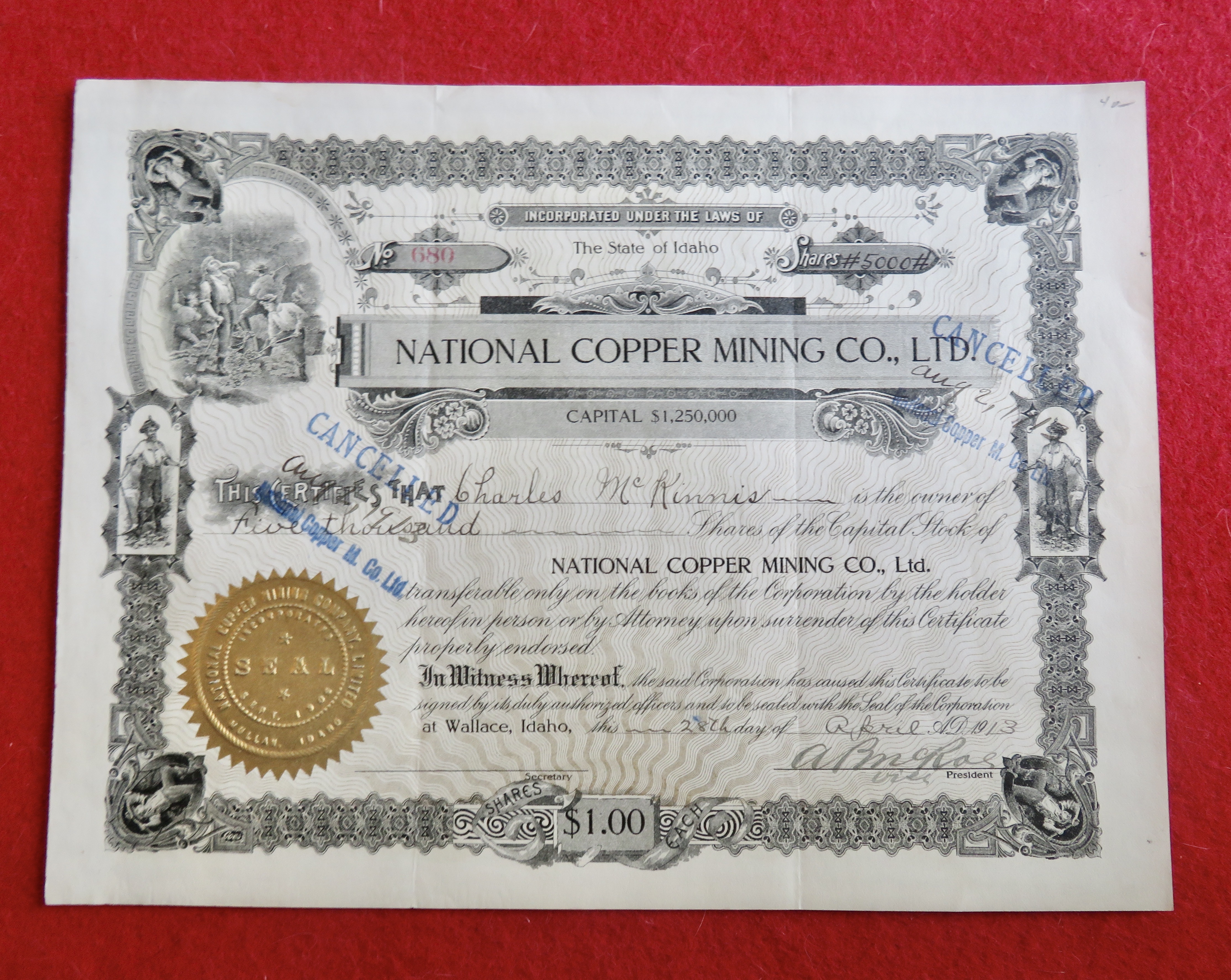 1913 National Copper Mining Company Ltd Stock