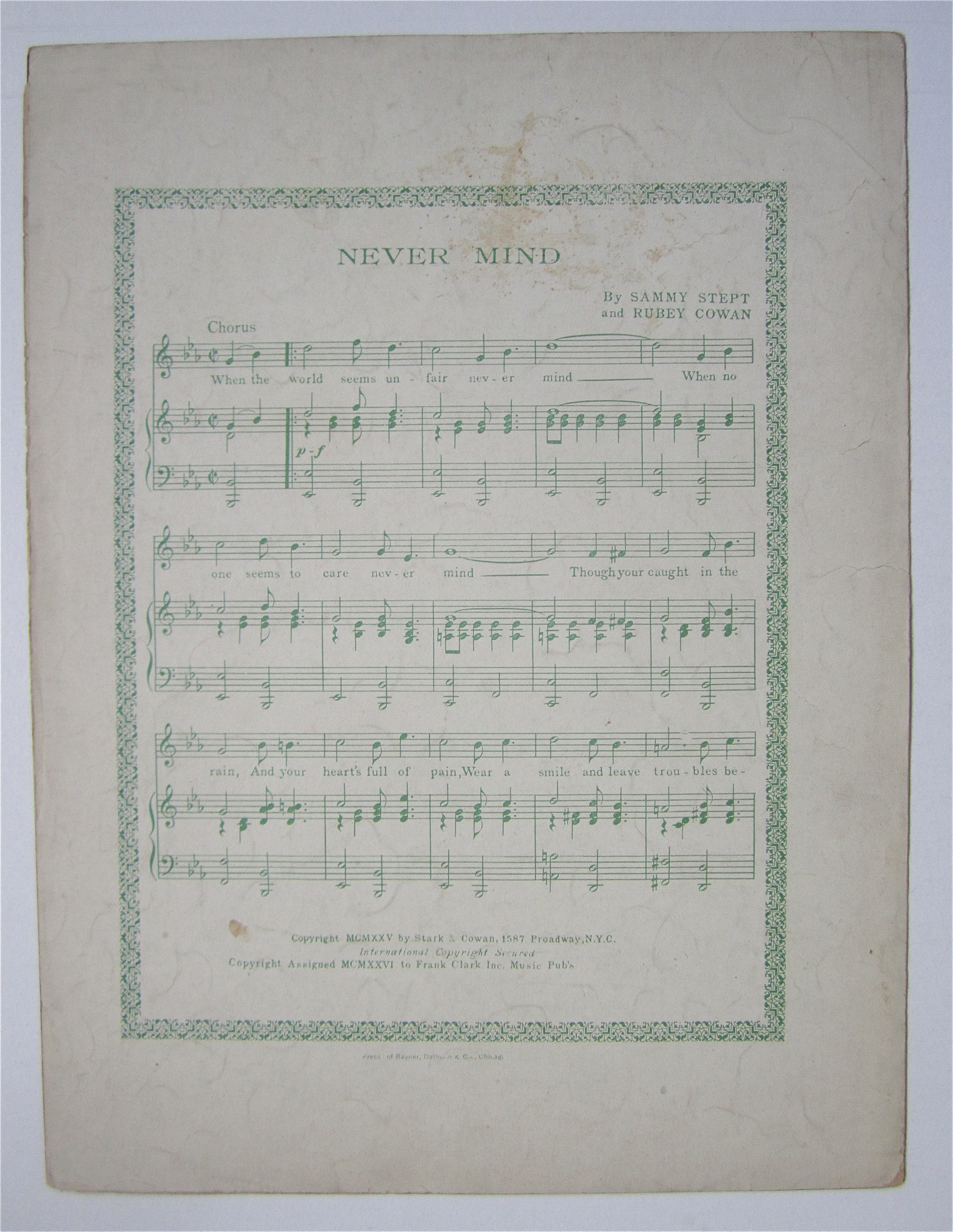 Sheet Music 1926 Roses