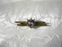 European Gold Victorian 3ct Heart Amethyst Bar Brooch