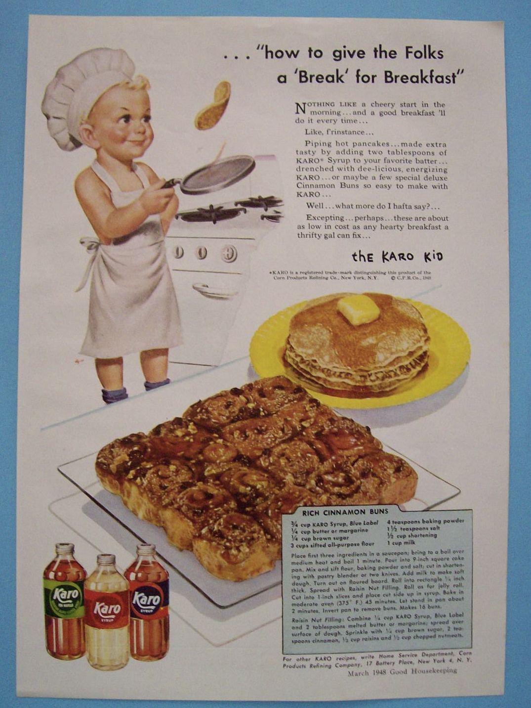 Vintage Ad: 1948 Karo Syrup with The Karo Kid