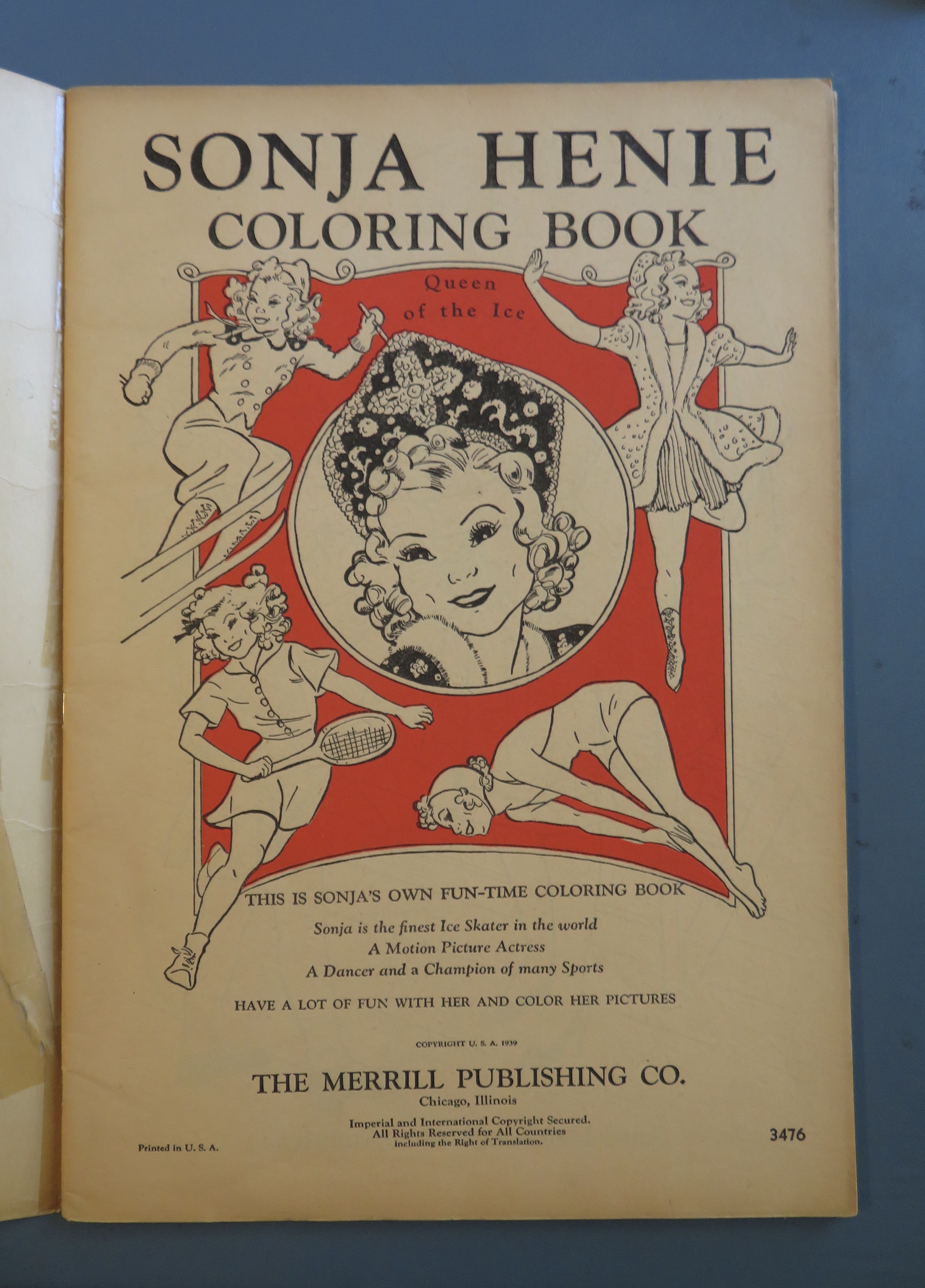 1939 Sonja Henie Coloring Book Queen Of The Ice