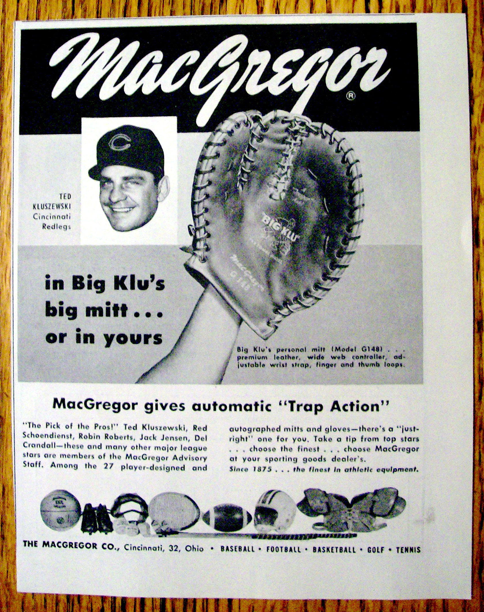 Vintage Ad: 1957 MacGregor Big Klu Glove w/T Kluszewski