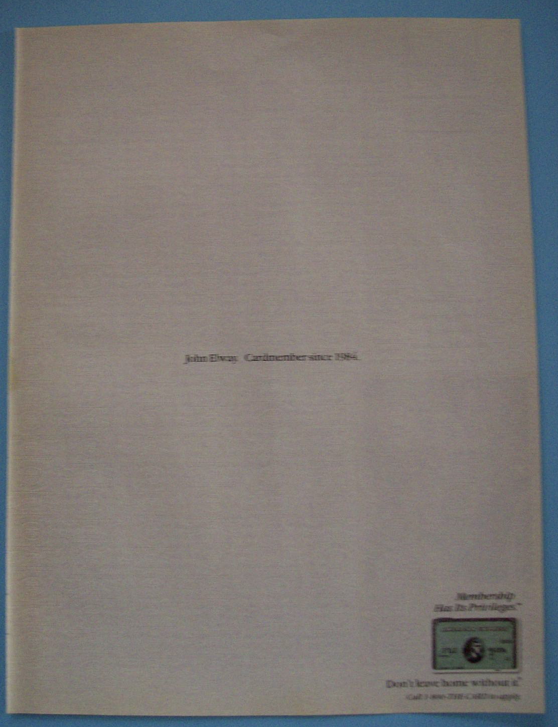 Vintage Ad: 1989 American Express w/ John Elway