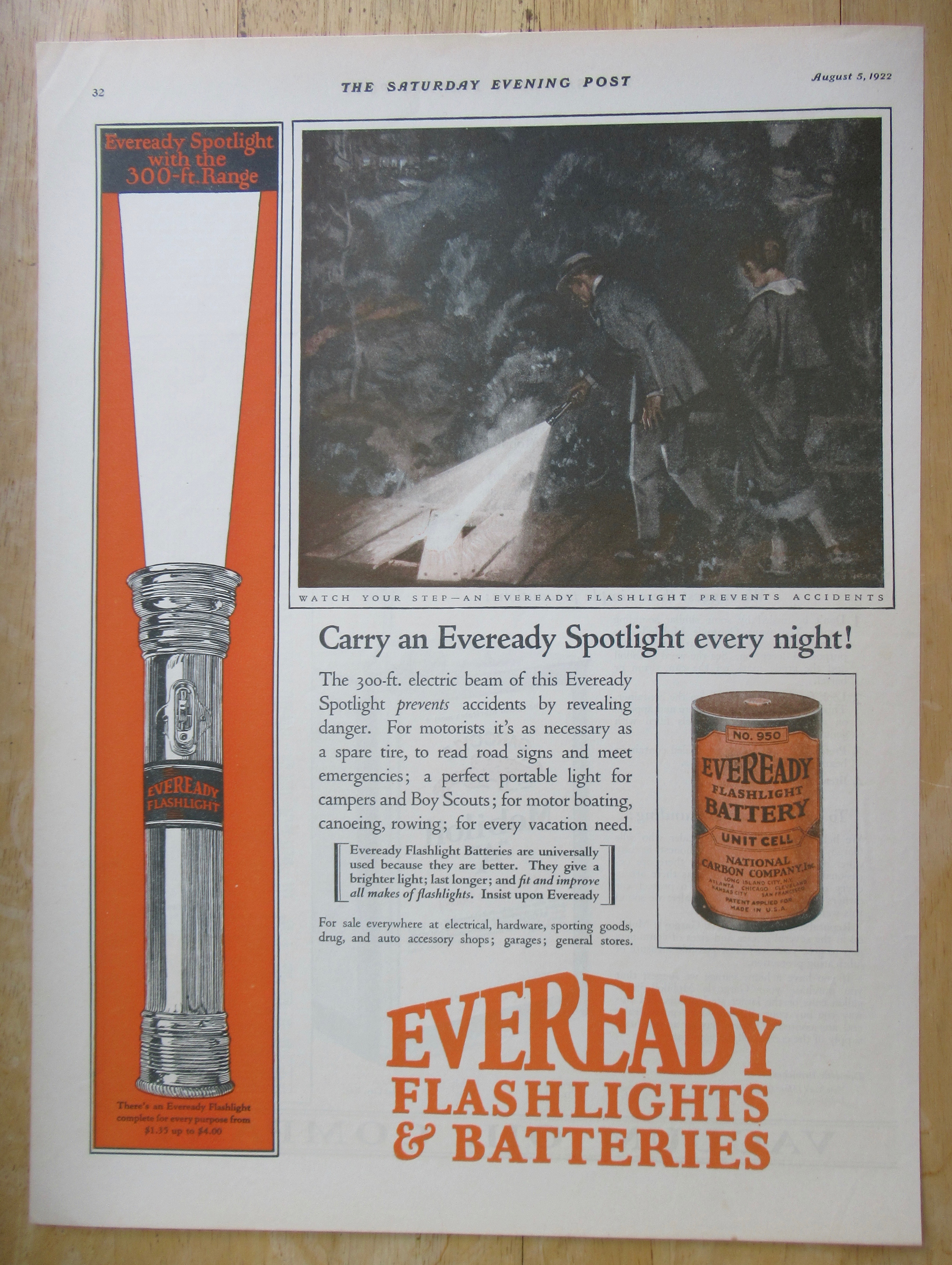 1922 Eveready Batteries with Watch Your Step