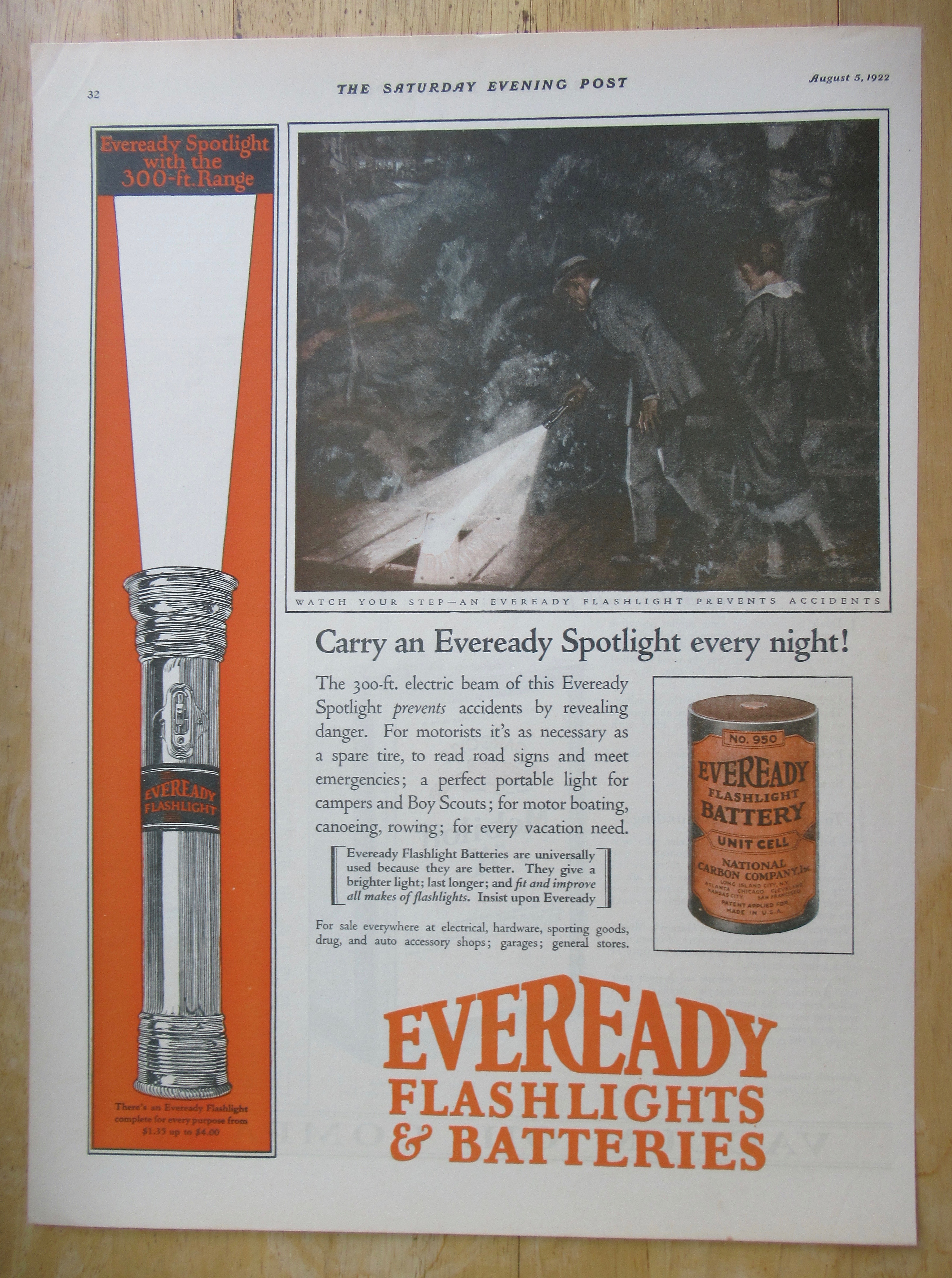 1922 Eveready Batteries with Watch Your Step