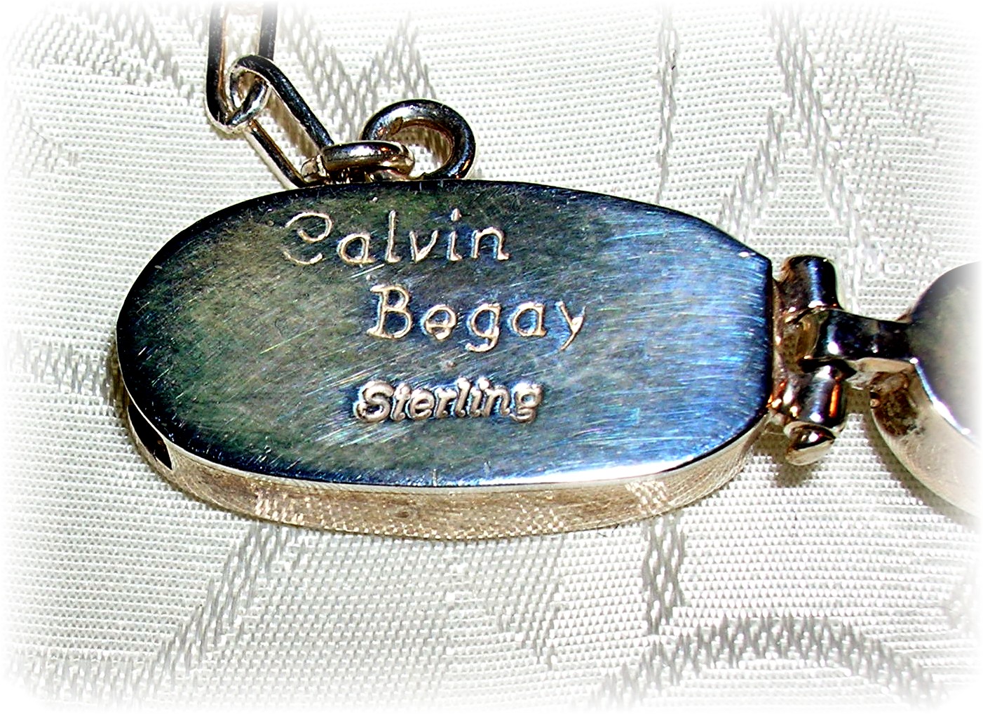 Calvin Begay Sterling Silver Coral Lapis Turquoise Brac