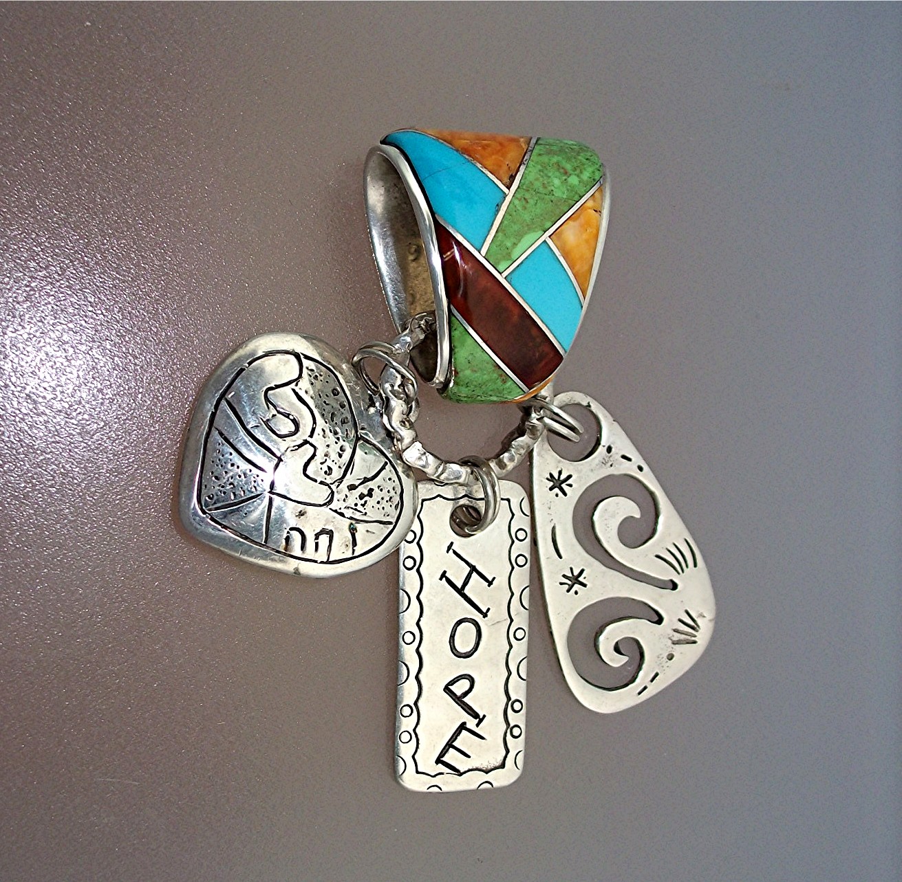 Pendant Gaspeite Spiny Oyster Turquoise Sterling Silver