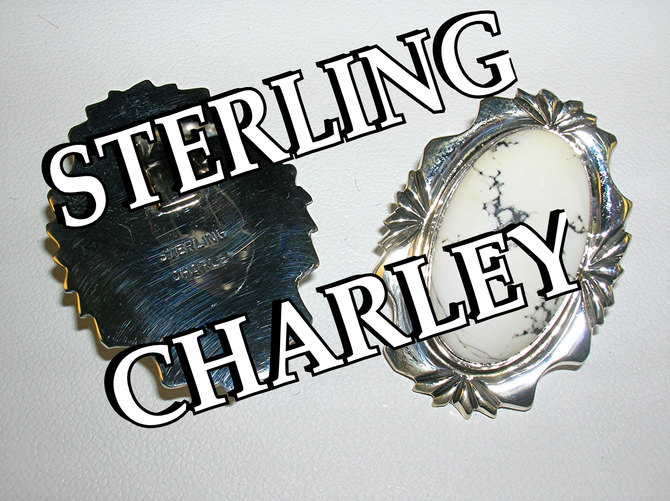 Charlie Sterling Silver White buffalo Clip Earrs Navajo