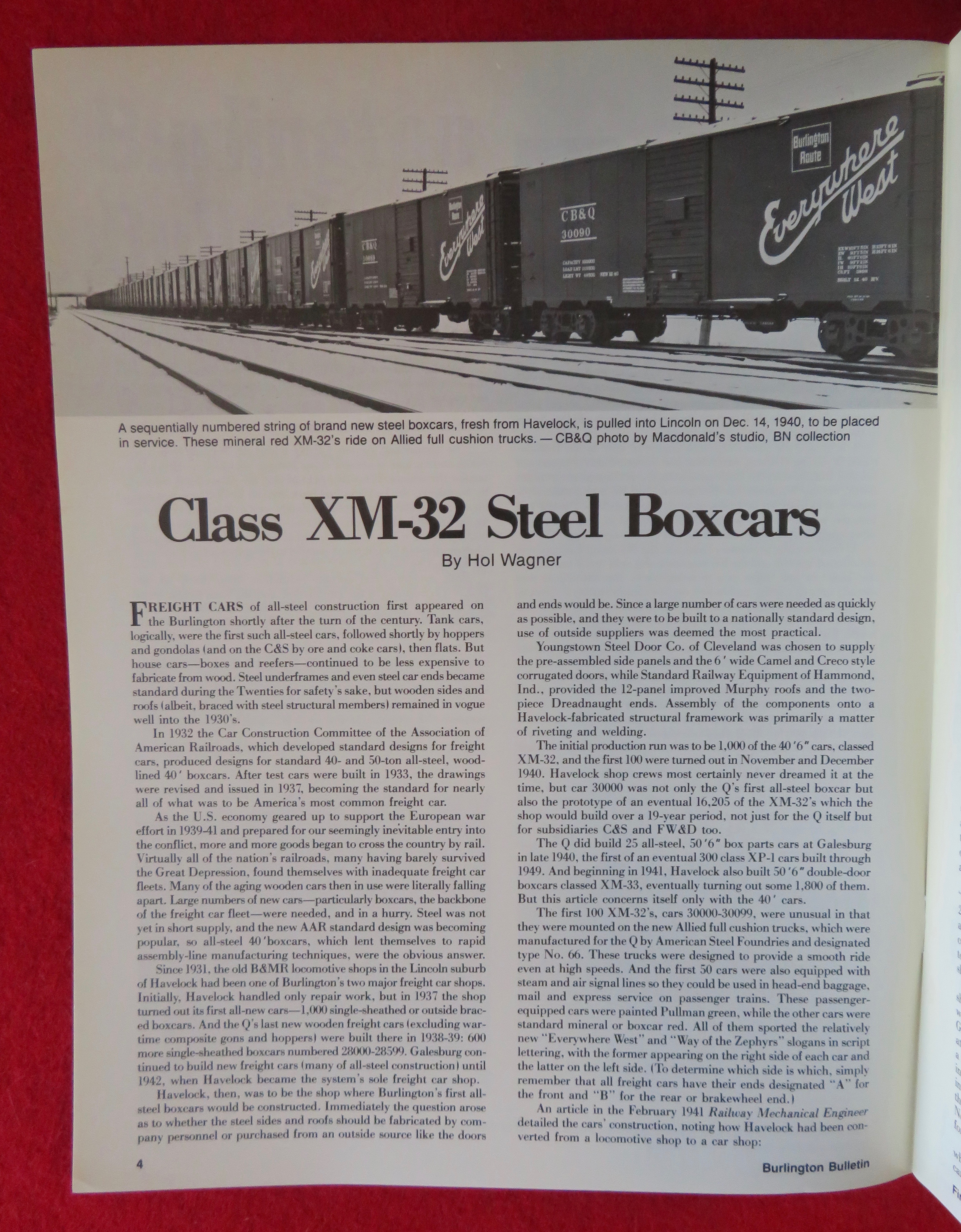 Burlington Bulletin Magazine 1983 XM-32 Steel Boxcars