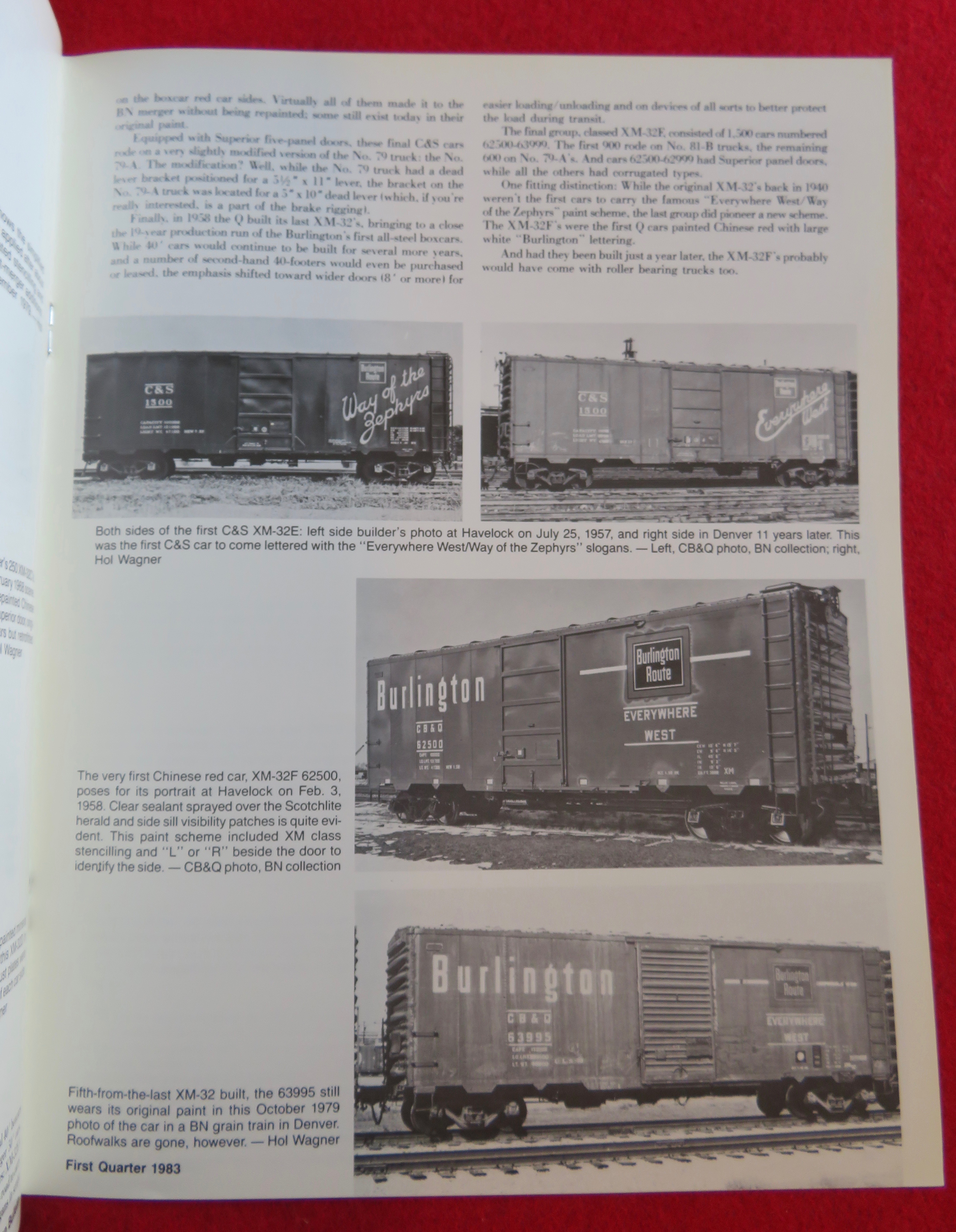 Burlington Bulletin Magazine 1983 XM-32 Steel Boxcars