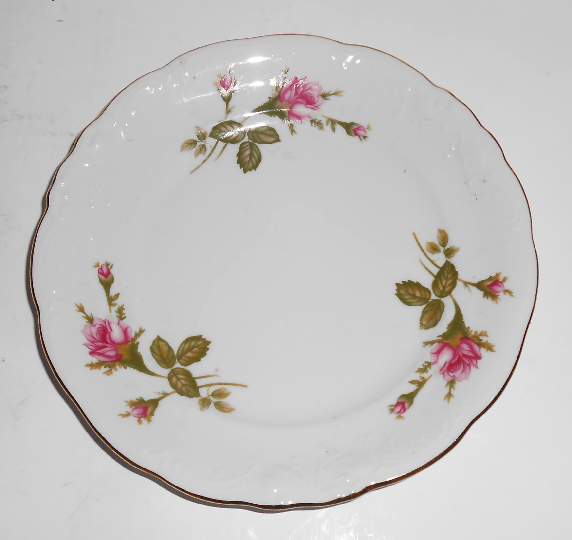 Wawel China Porcelain Roses W/Gold Band Bread Plate