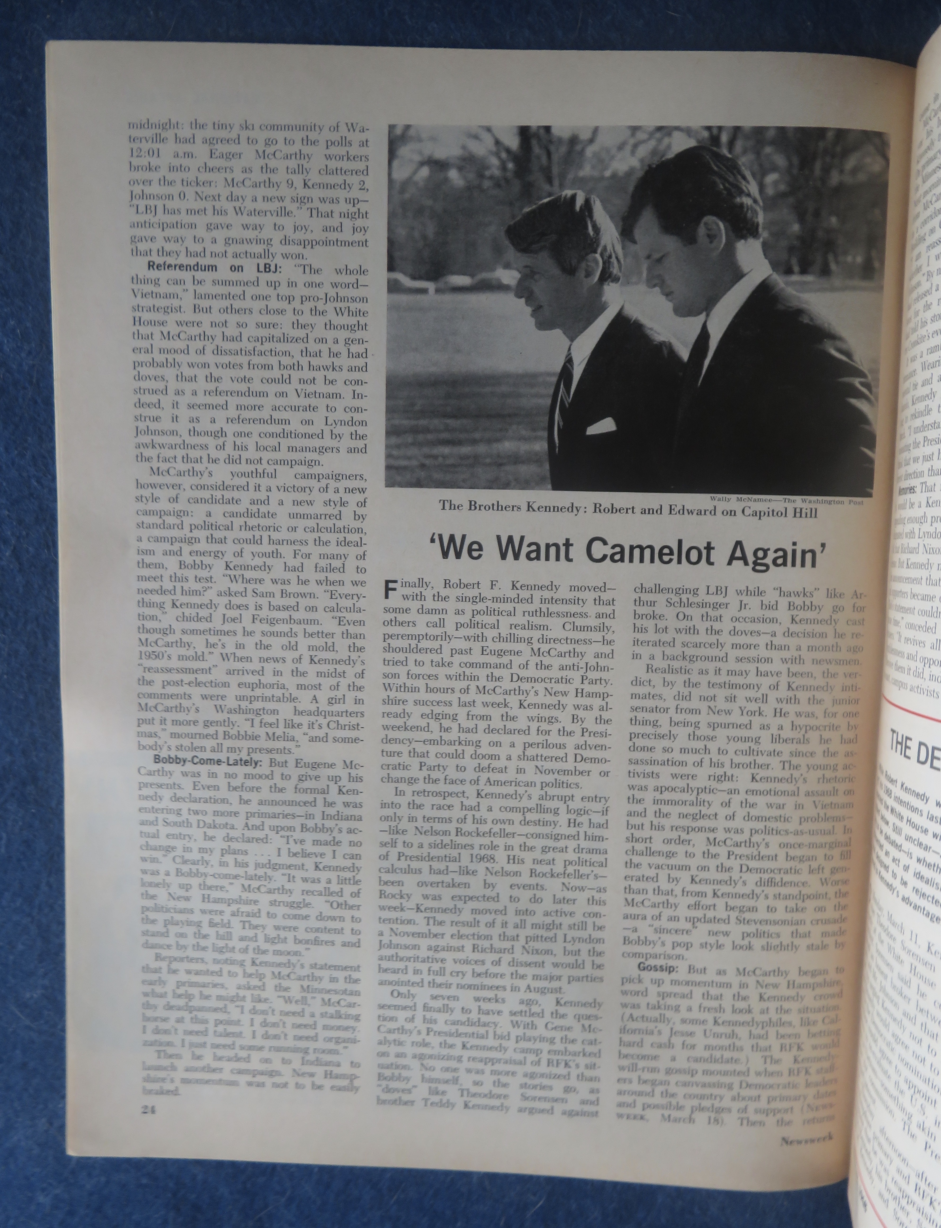 Newsweek Magazine March 25, 1968 McCarthy & Kennedy