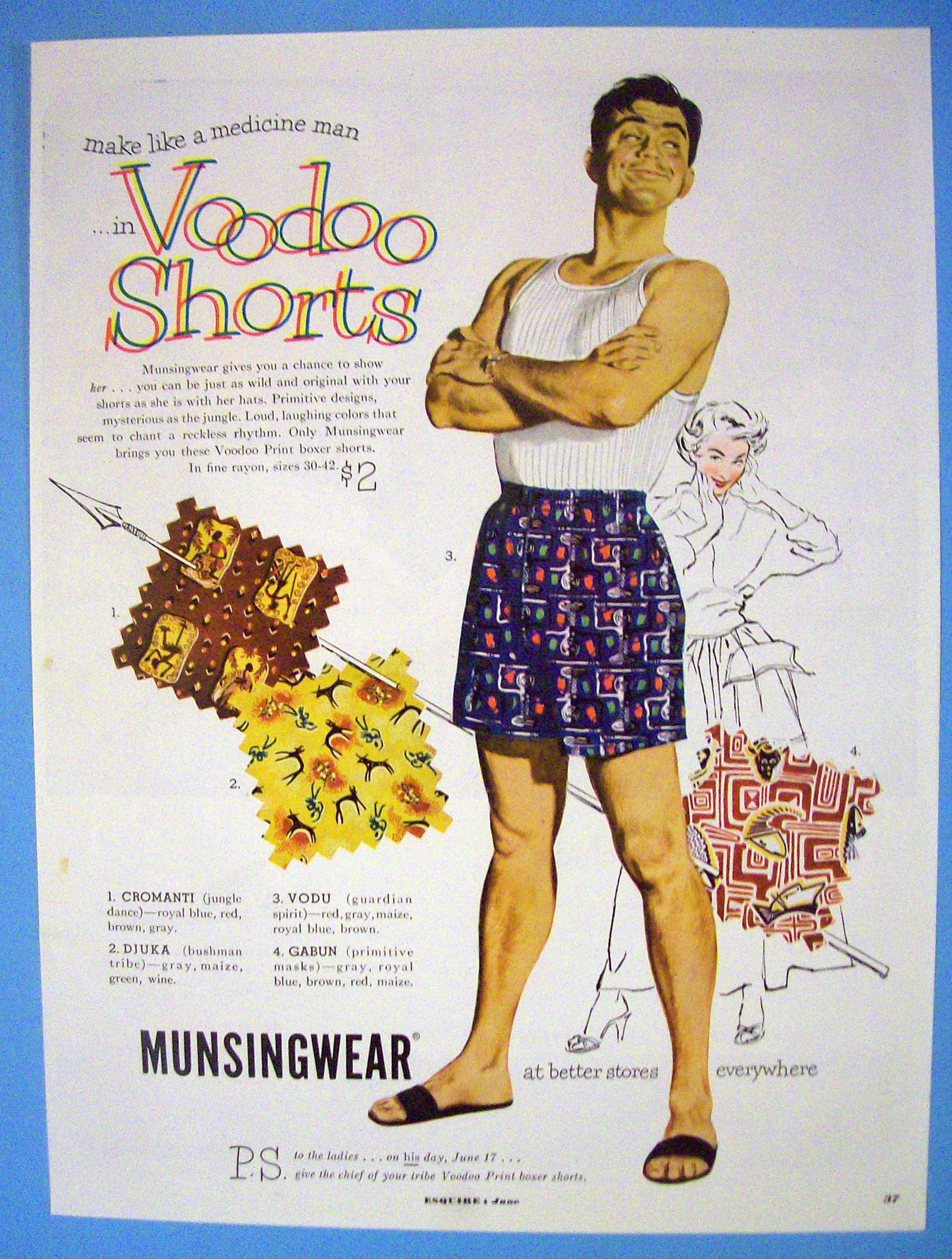 1951 Voodoo Boxer Shorts with Man Smiling In Shorts