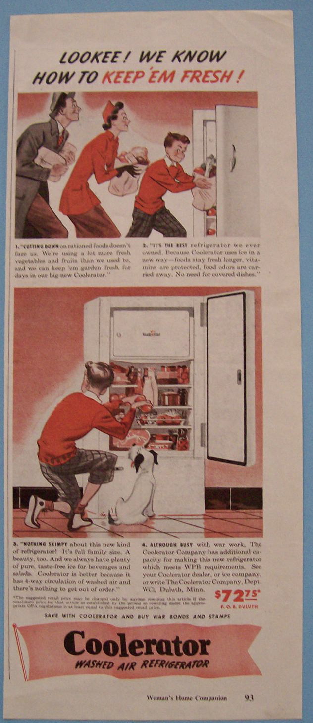 1943 Coolerator Washed Air Refrigerator with Family