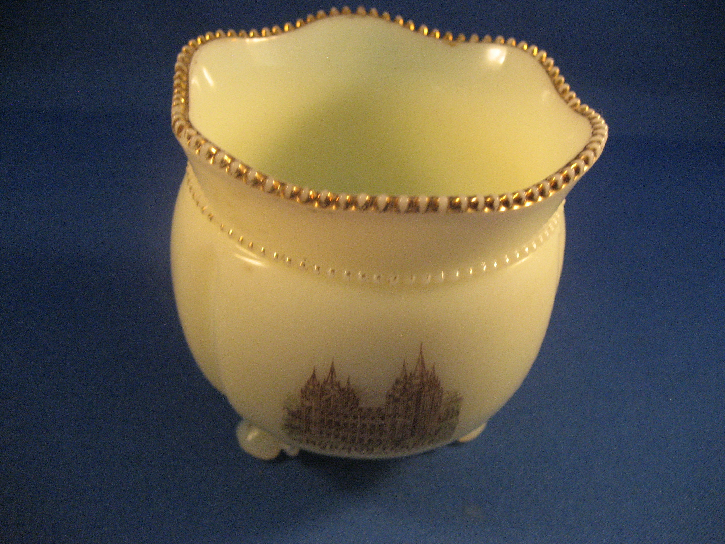 Mormon Temple Vaseline Glass Sugar Bowl