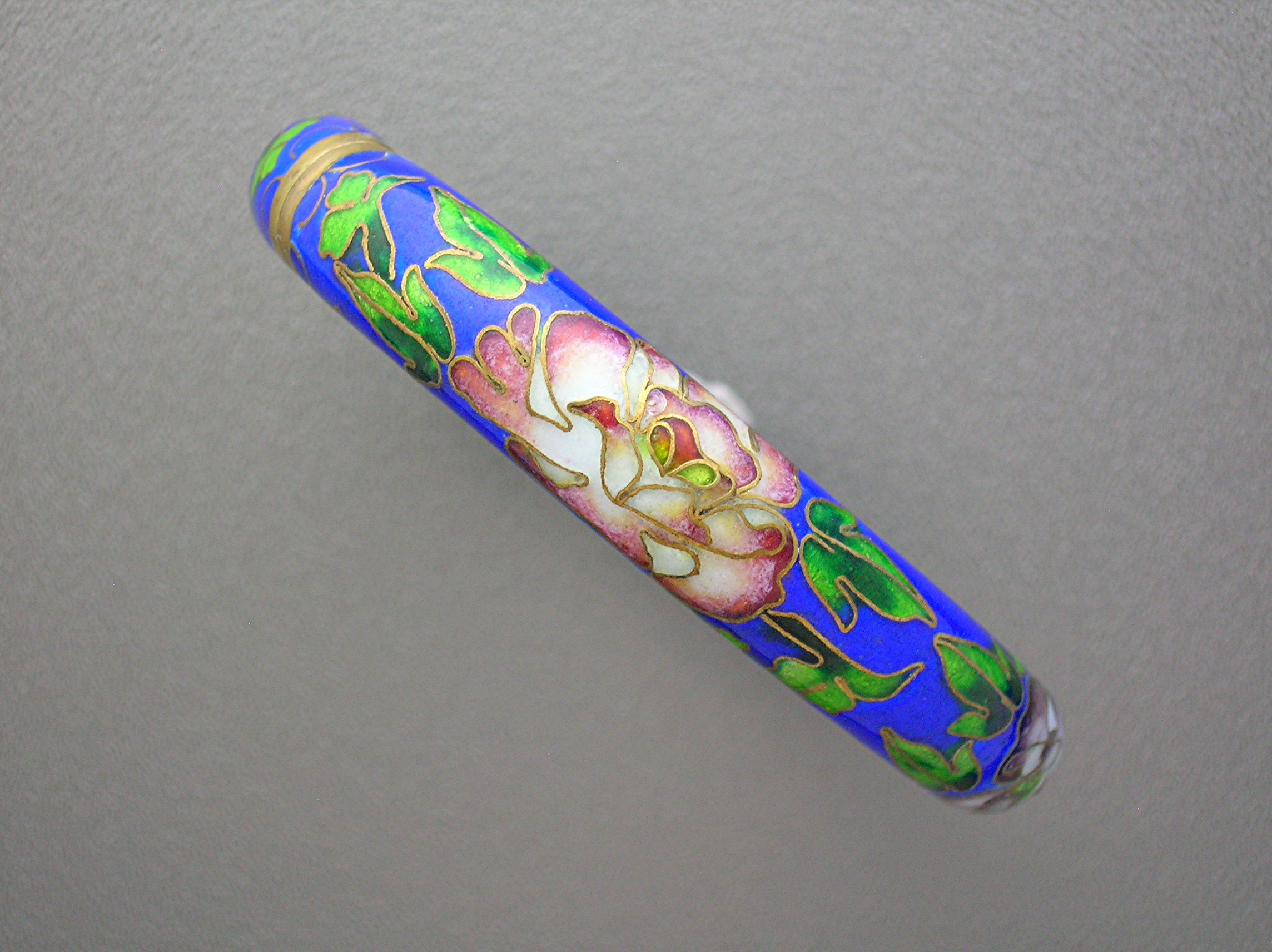 Cloisinee Antique Blue Pink Green Hinged Bracelet