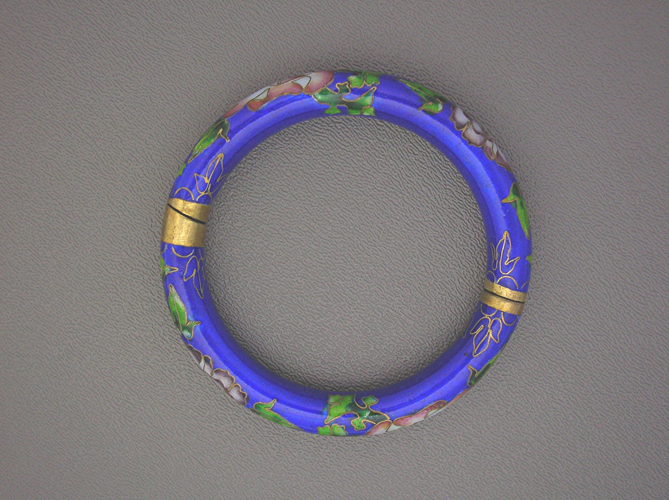 Cloisinee Antique Blue Pink Green Hinged Bracelet