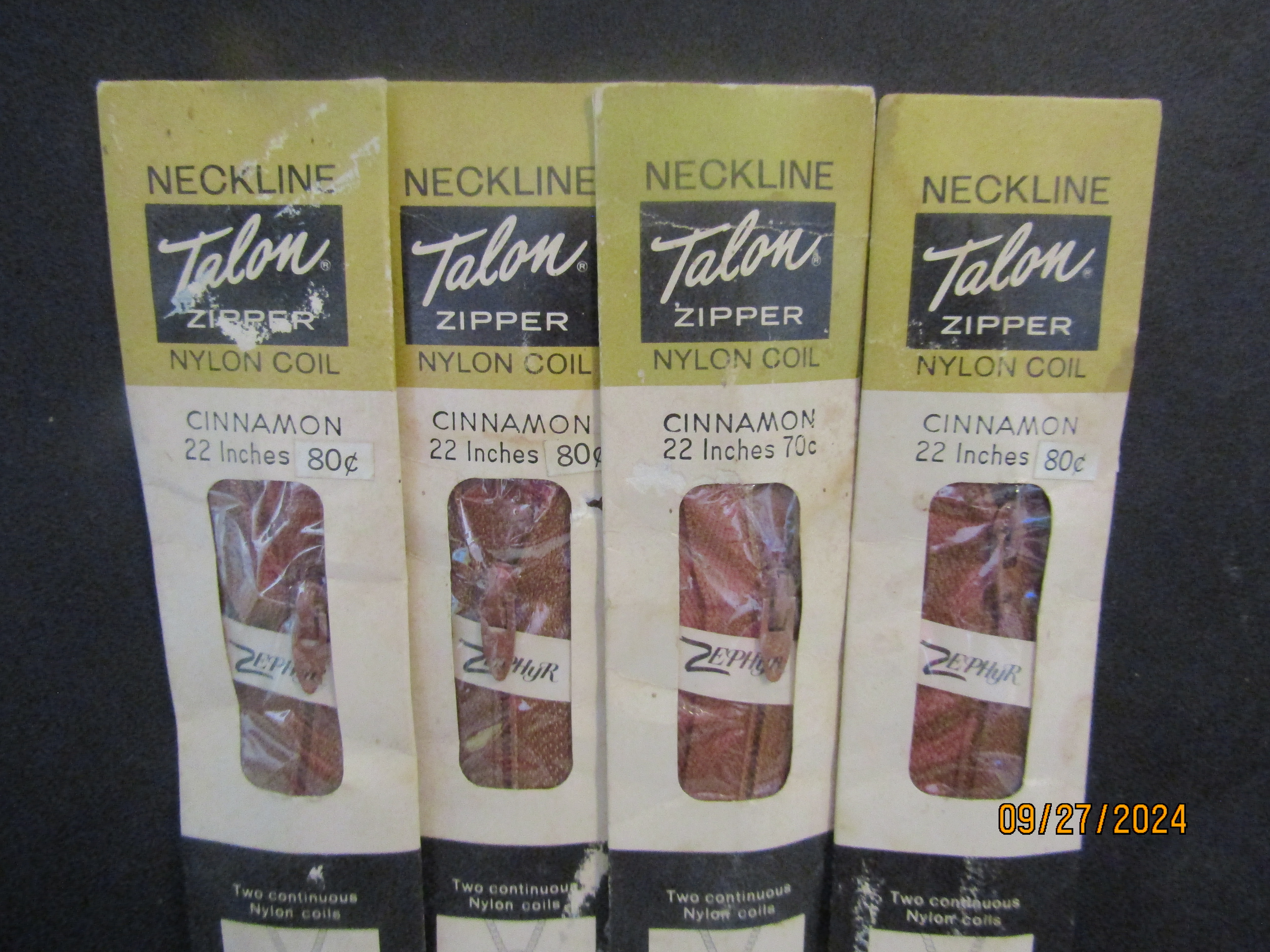 Vintage Talon Cinnamon Neckline Zippers Set