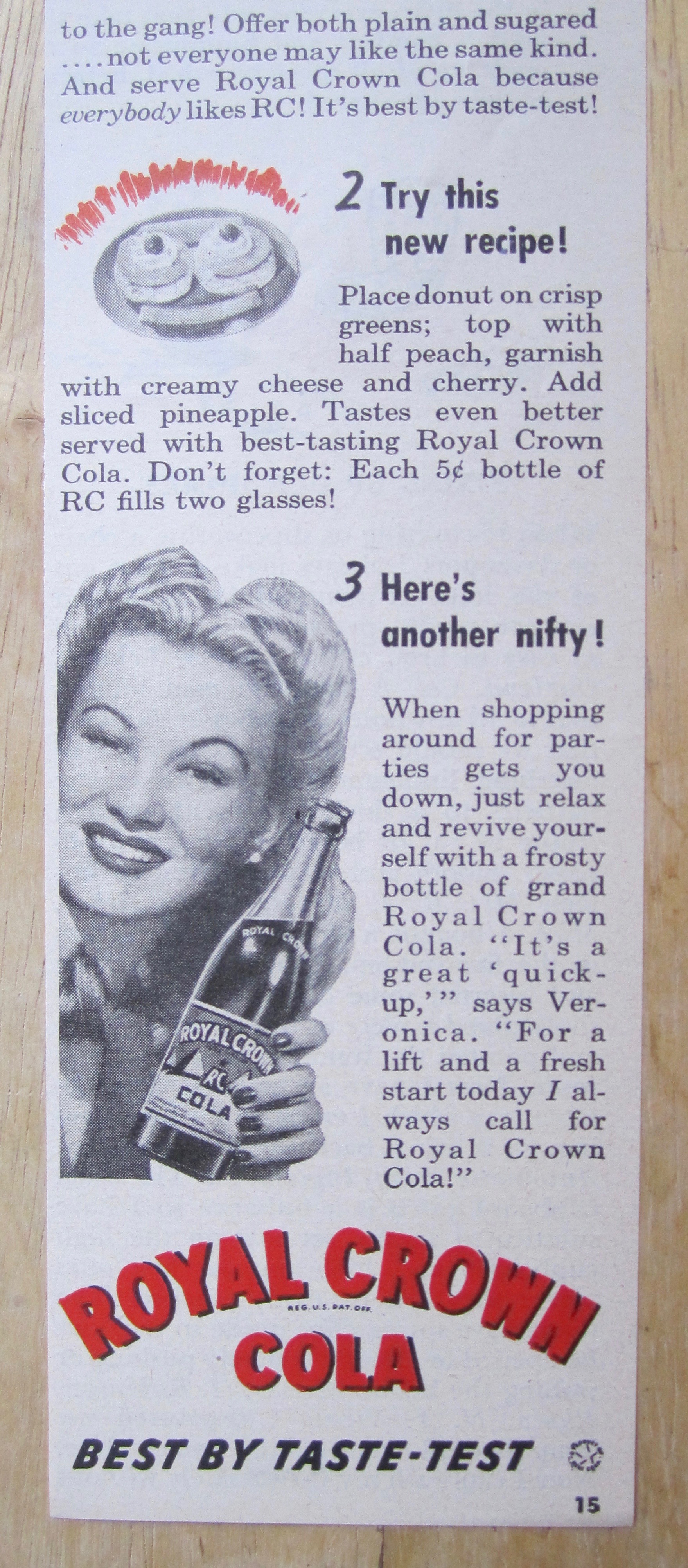 1945 Royal Crown Cola with Veronica Lake