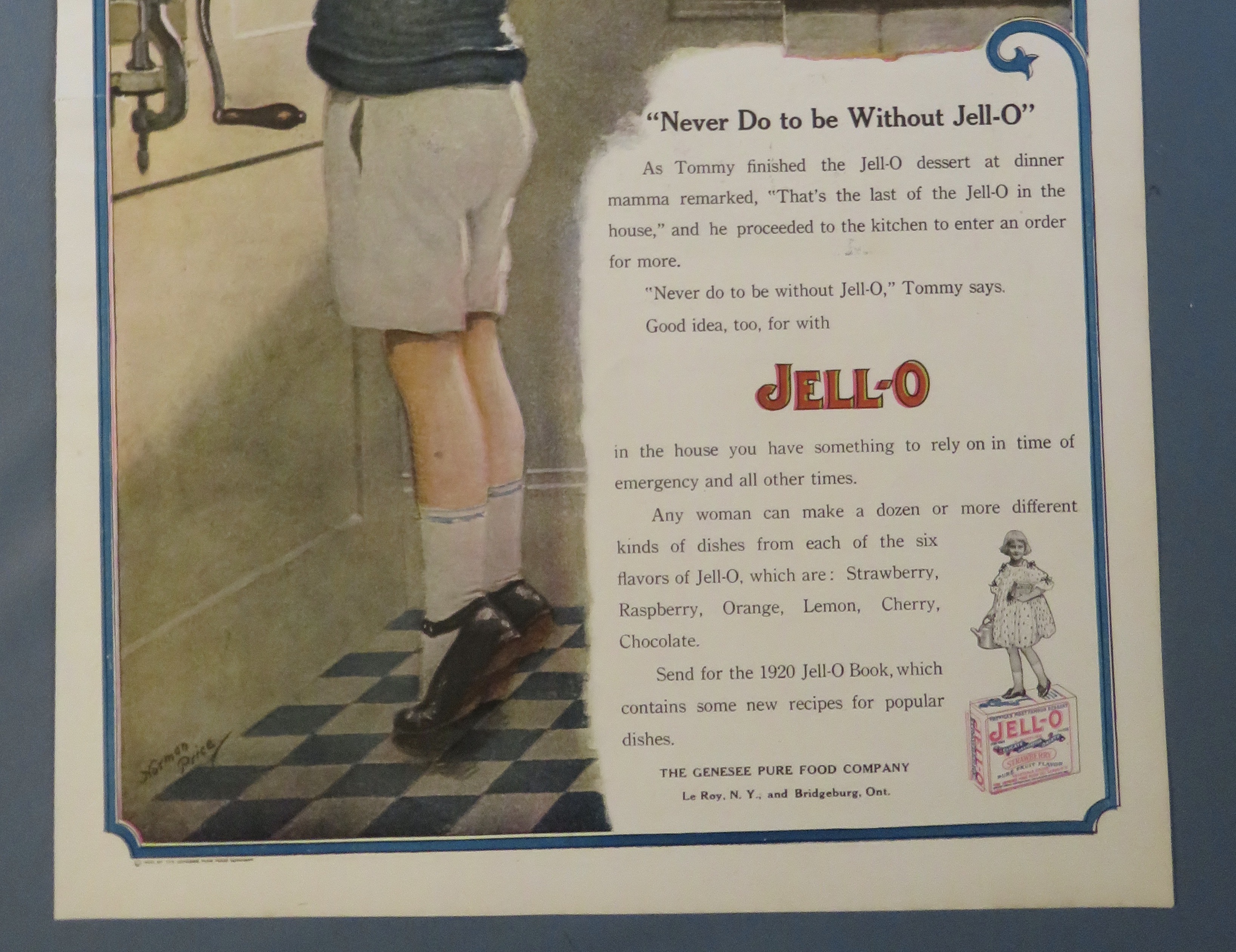 1920 Jell-O Dessert w/ Little Boy Writing Jello on List