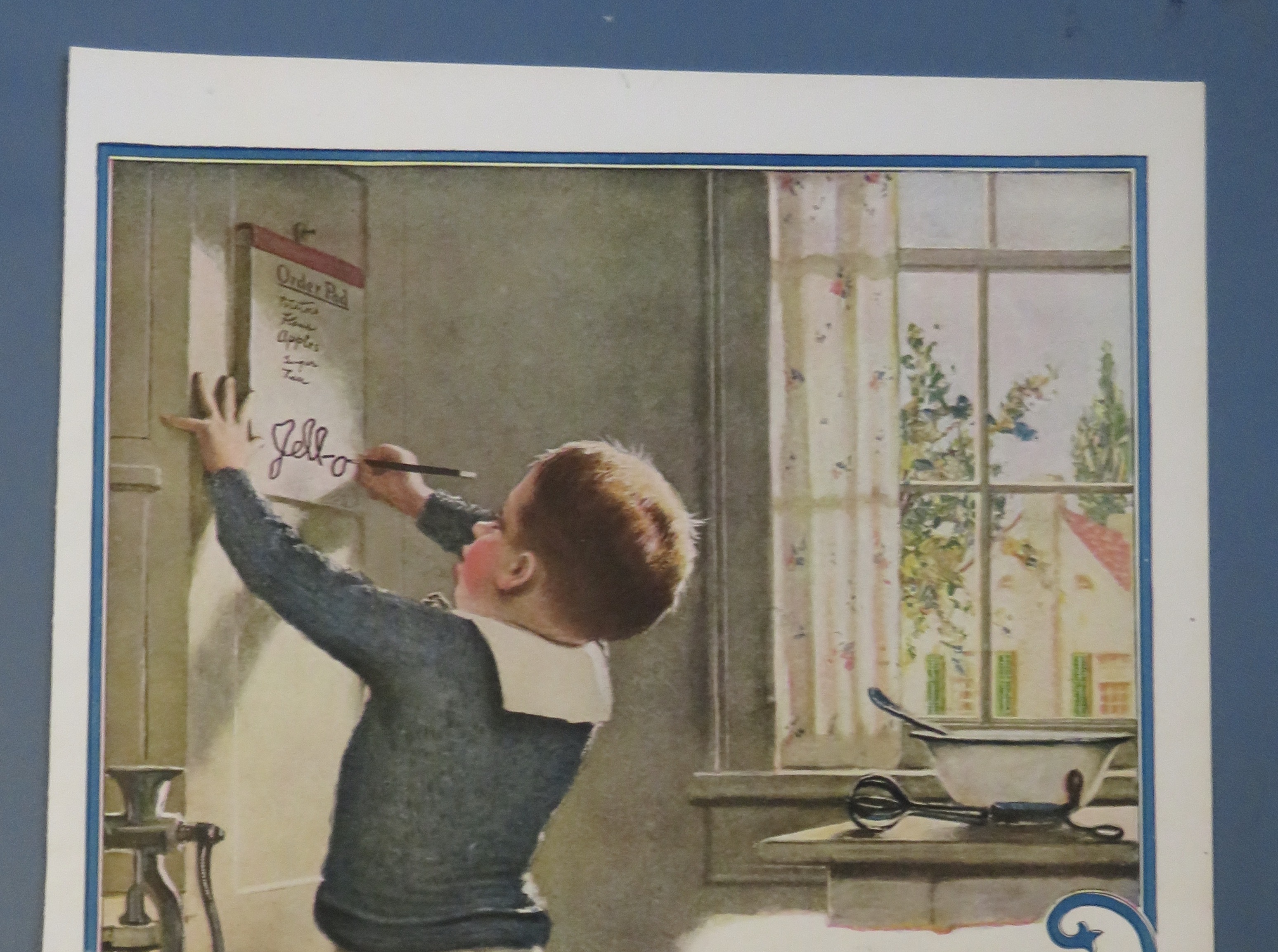 1920 Jell-O Dessert w/ Little Boy Writing Jello on List