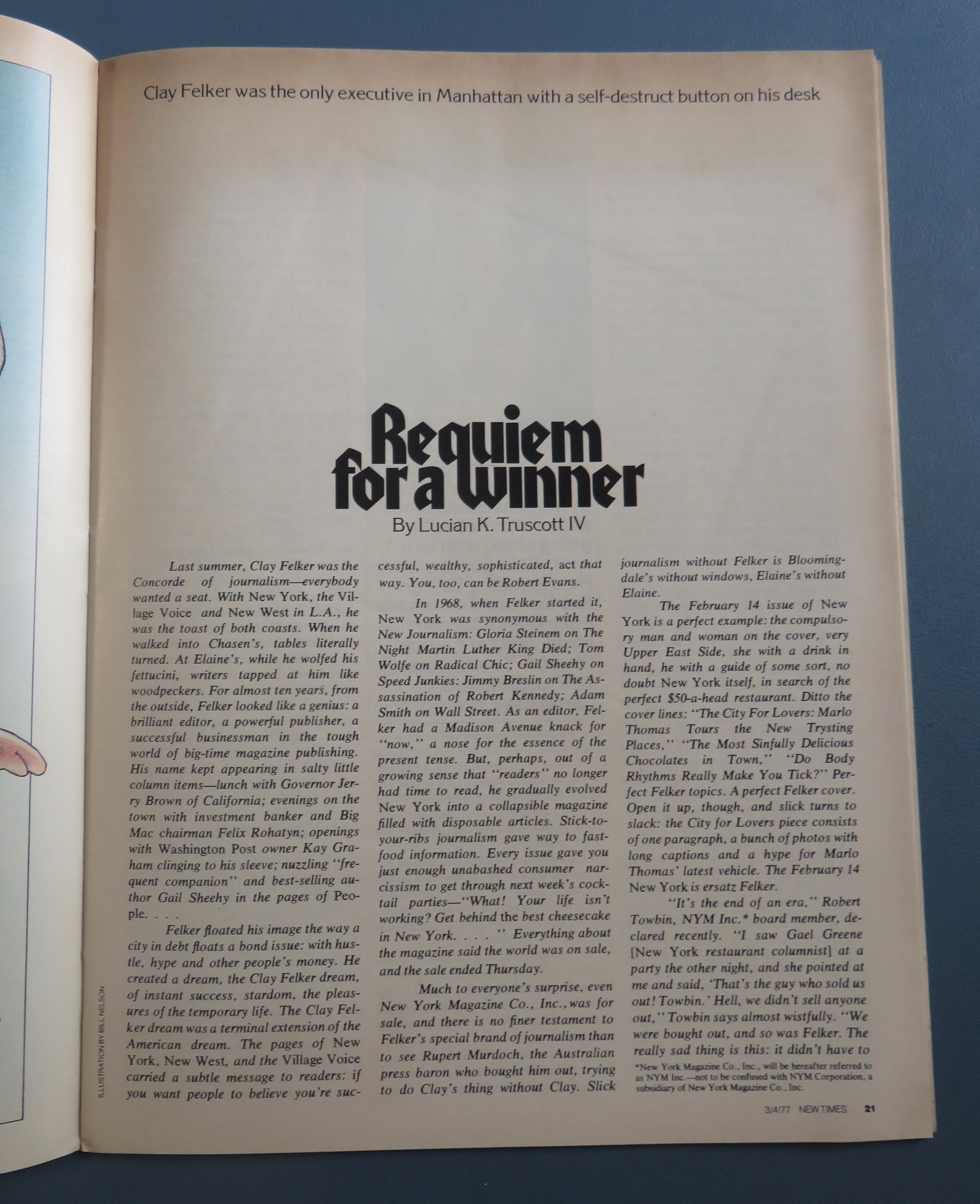 New Times Magazine March 4, 1977 Felker's Fall