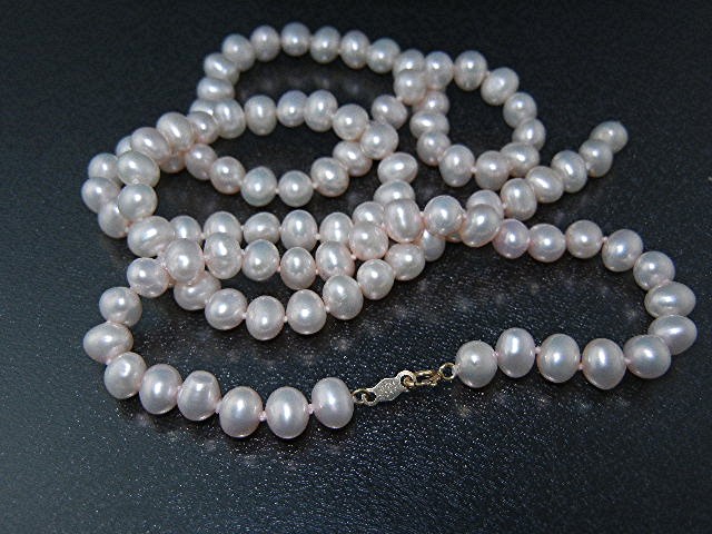 14K Gold Pink Pearls Necklace and Bracelet