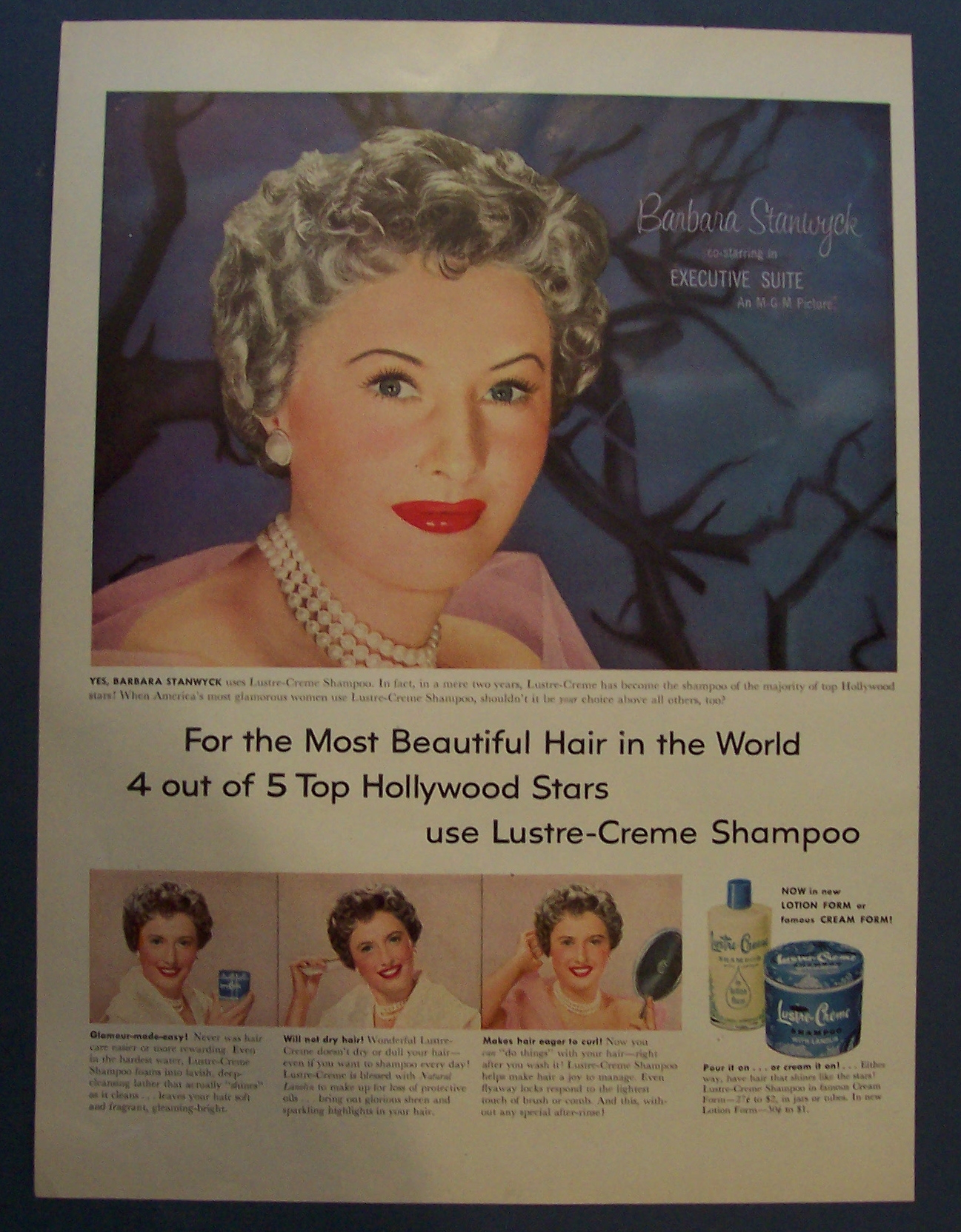 1954  Lustre - Creme Shampoo with  Barbara  Stanwyck