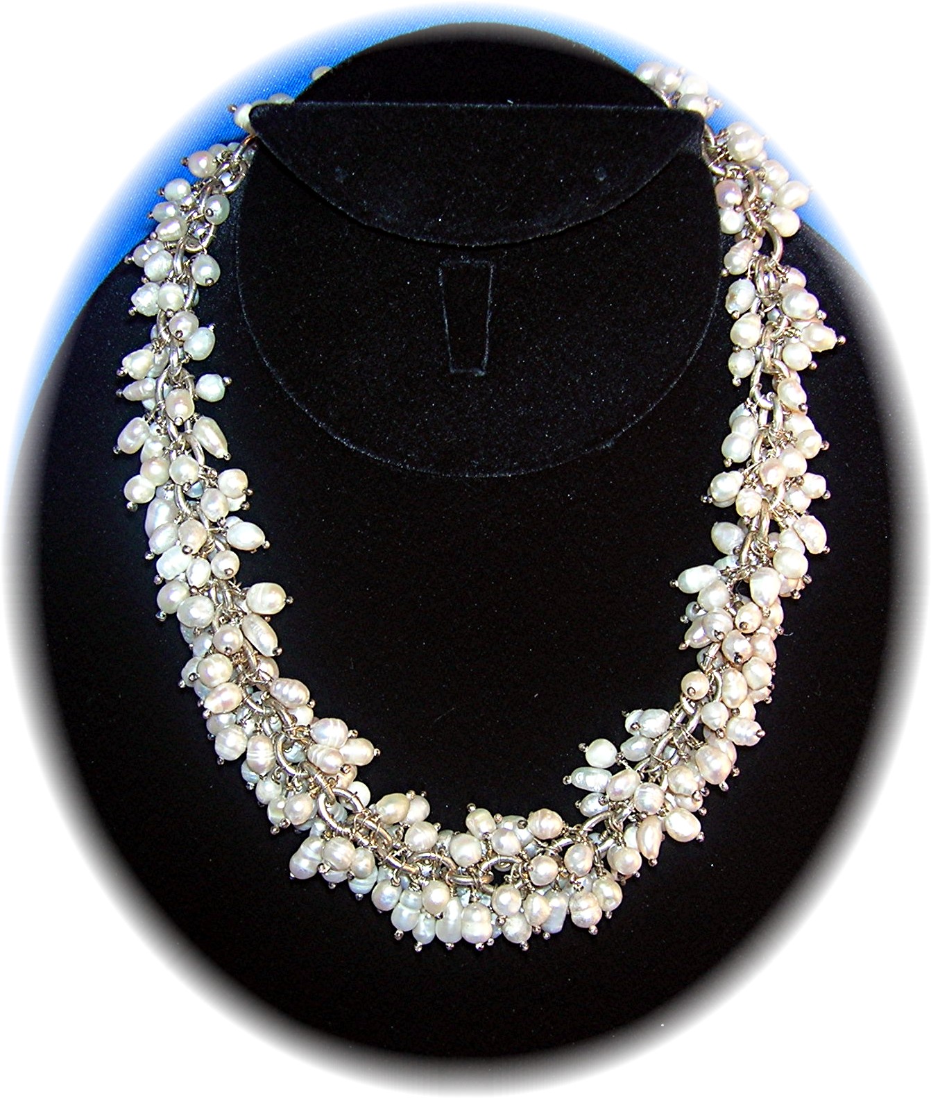 Necklace Sterling Silver Freshwater Pearls Drops
