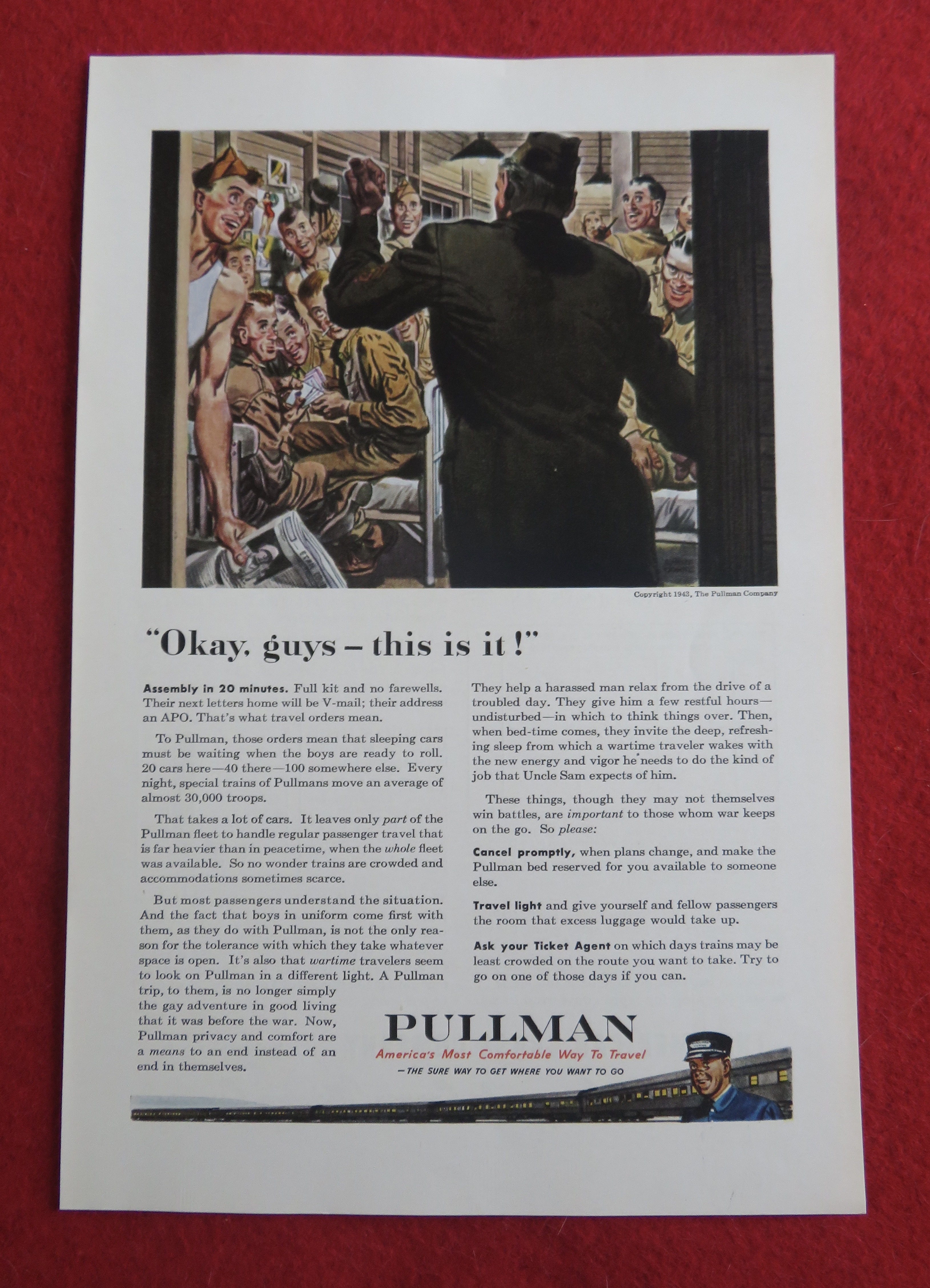 1943 Pullman Railroad with Soldiers On The Train
