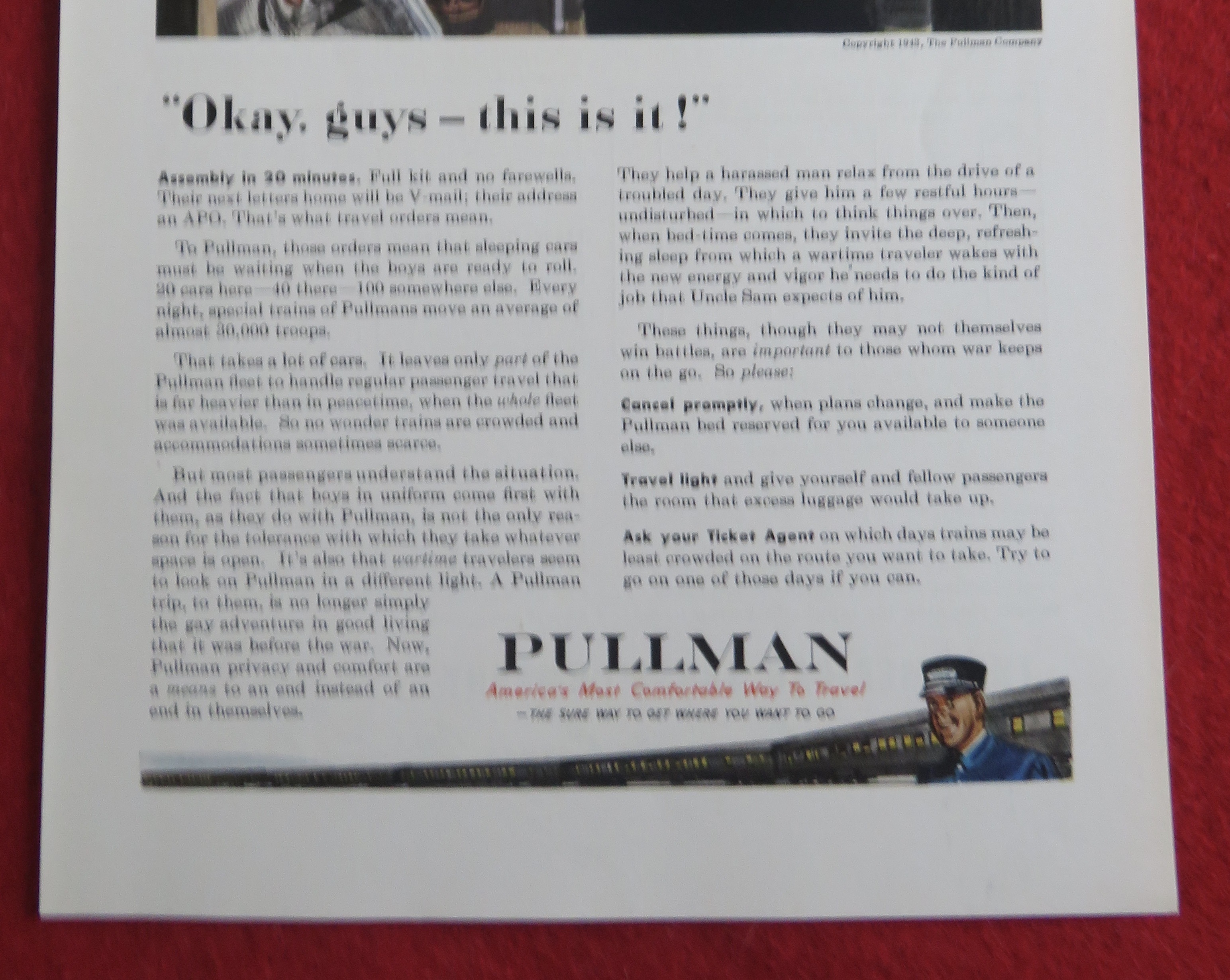 1943 Pullman Railroad with Soldiers On The Train