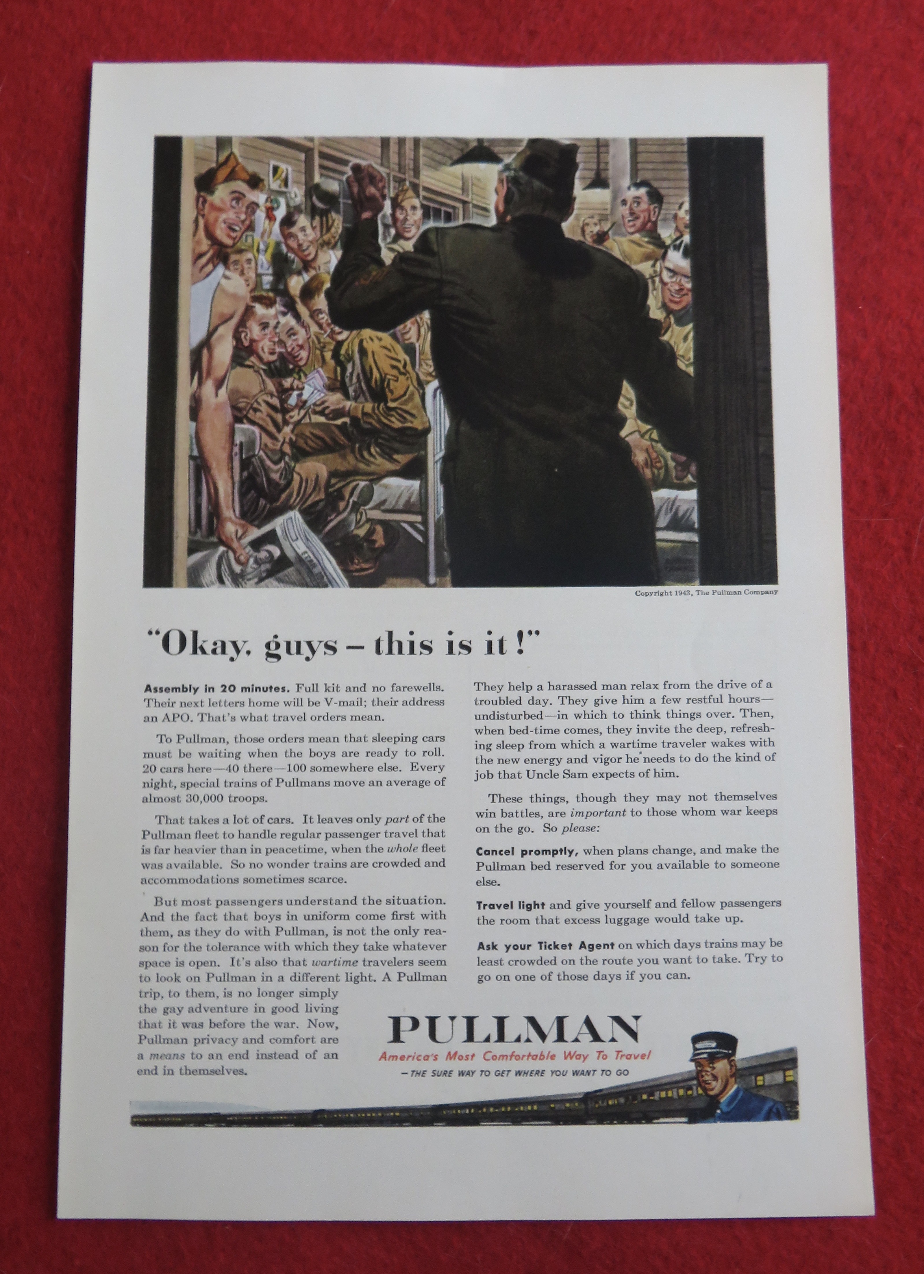 1943 Pullman Railroad with Soldiers On The Train
