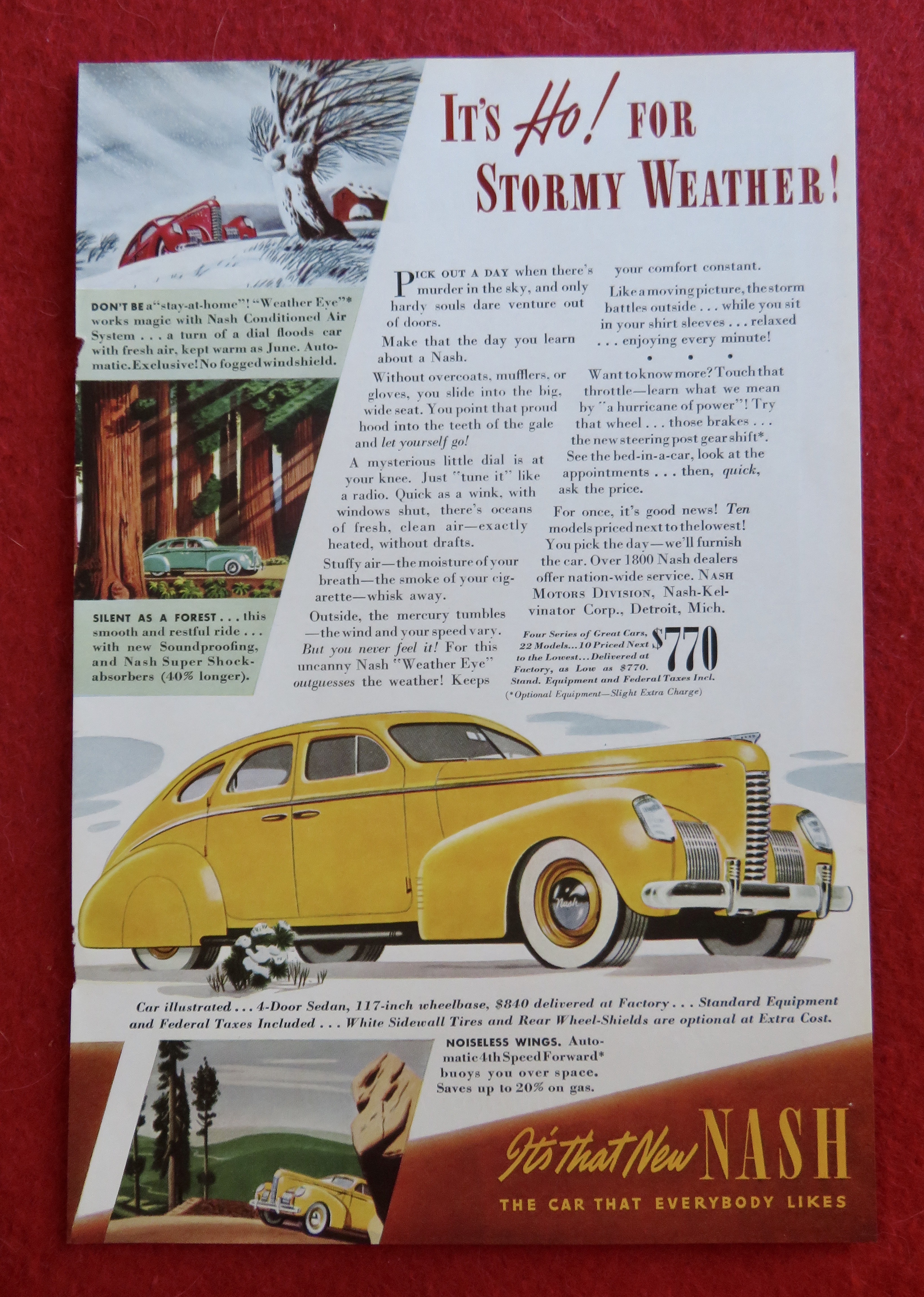 1939 Nash Automobile with a Bright Yellow Nash