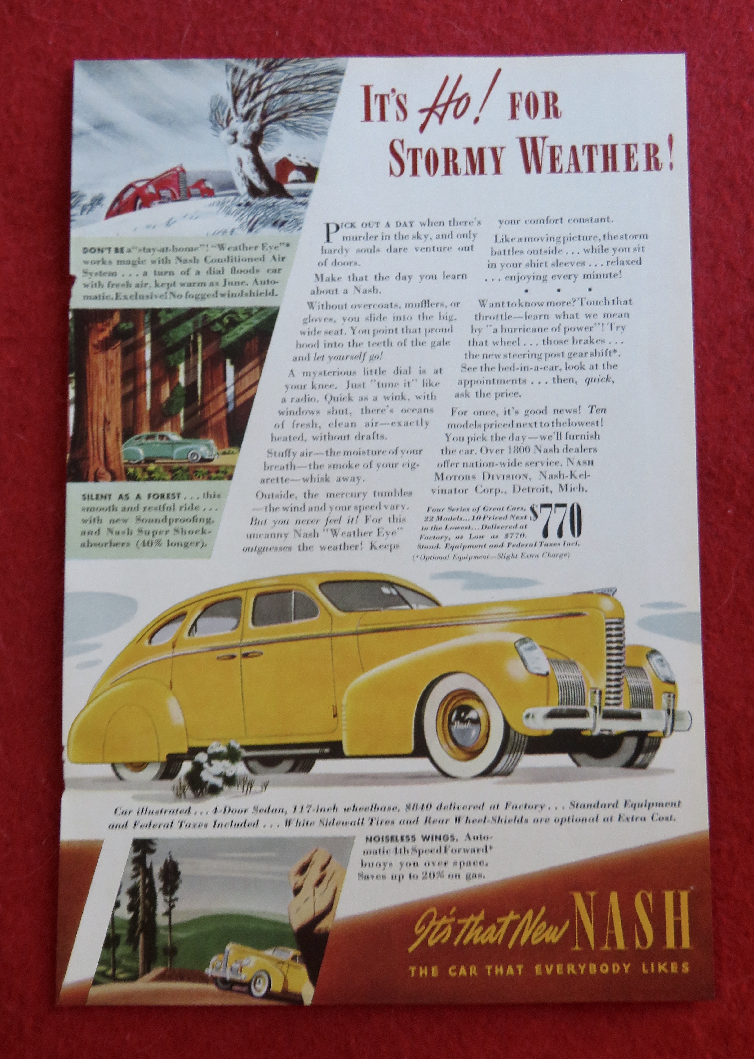 1939 Nash Automobile with a Bright Yellow Nash